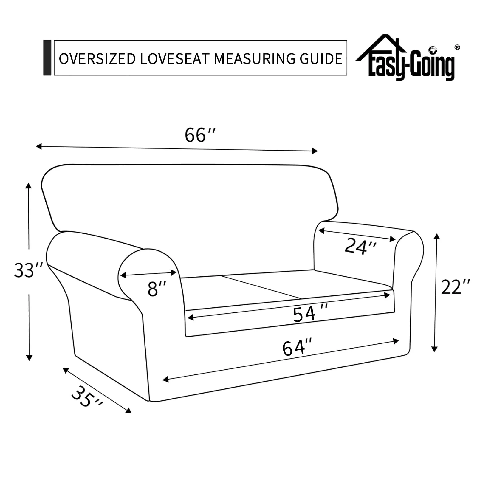 Easy-Going Copridivano Impermeabile Oversize per Divano a 2 Cuscini, Antiscivolo con Tasca, Avorio (M, XL) - immagine 6
