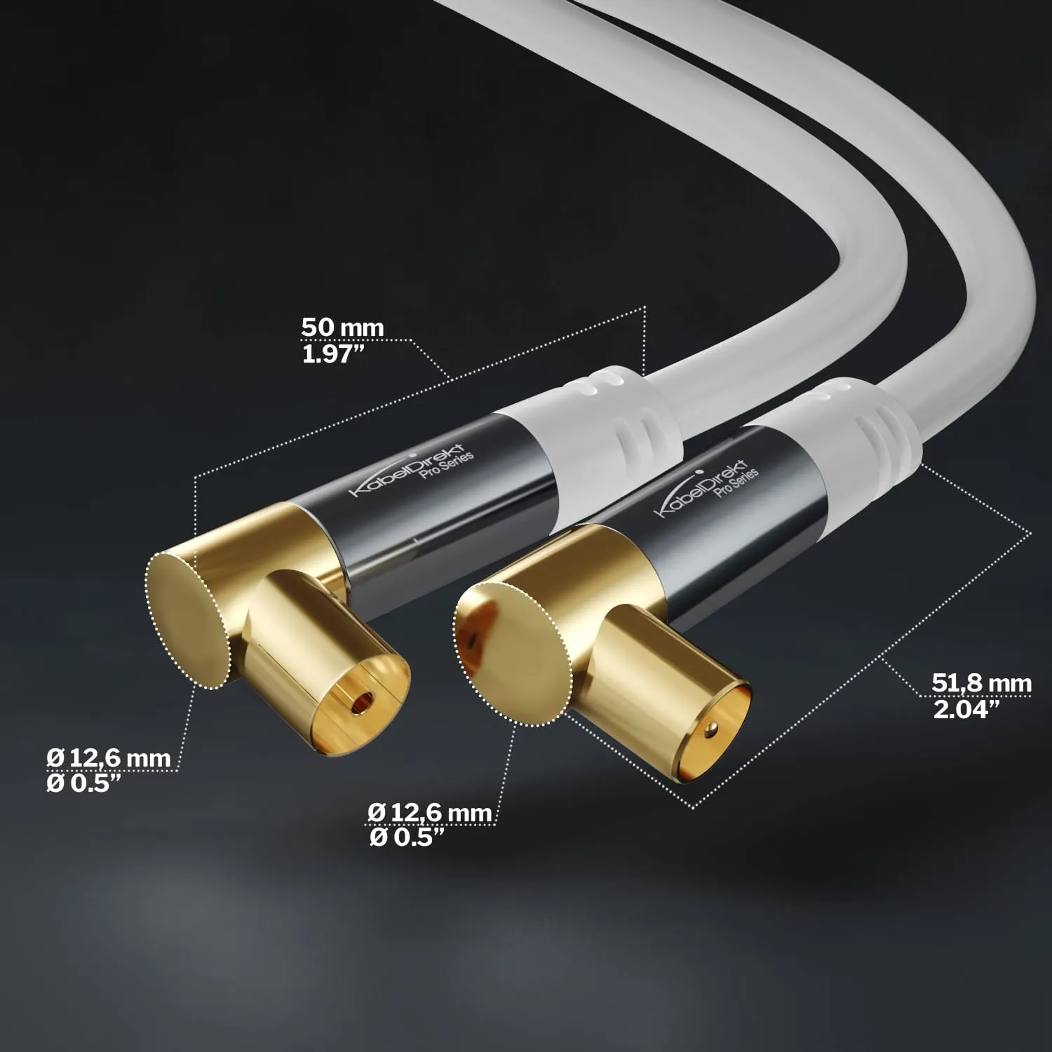 KabelDirekt Cavo Antenna TV 4K, 2m, 2× 90°, Bianco - immagine 6