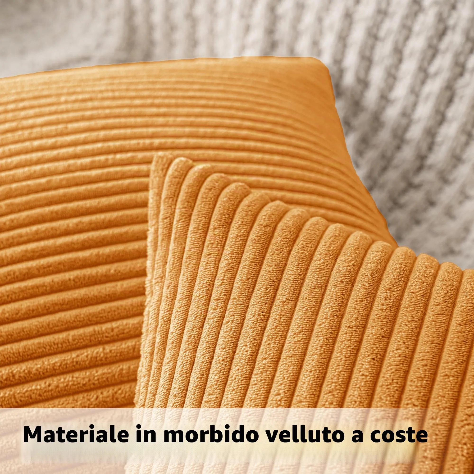 MIULEE Fodere in Velluto a Coste 50 x 50 cm, Confezione da 2, Arancio Bruciato - immagine 2