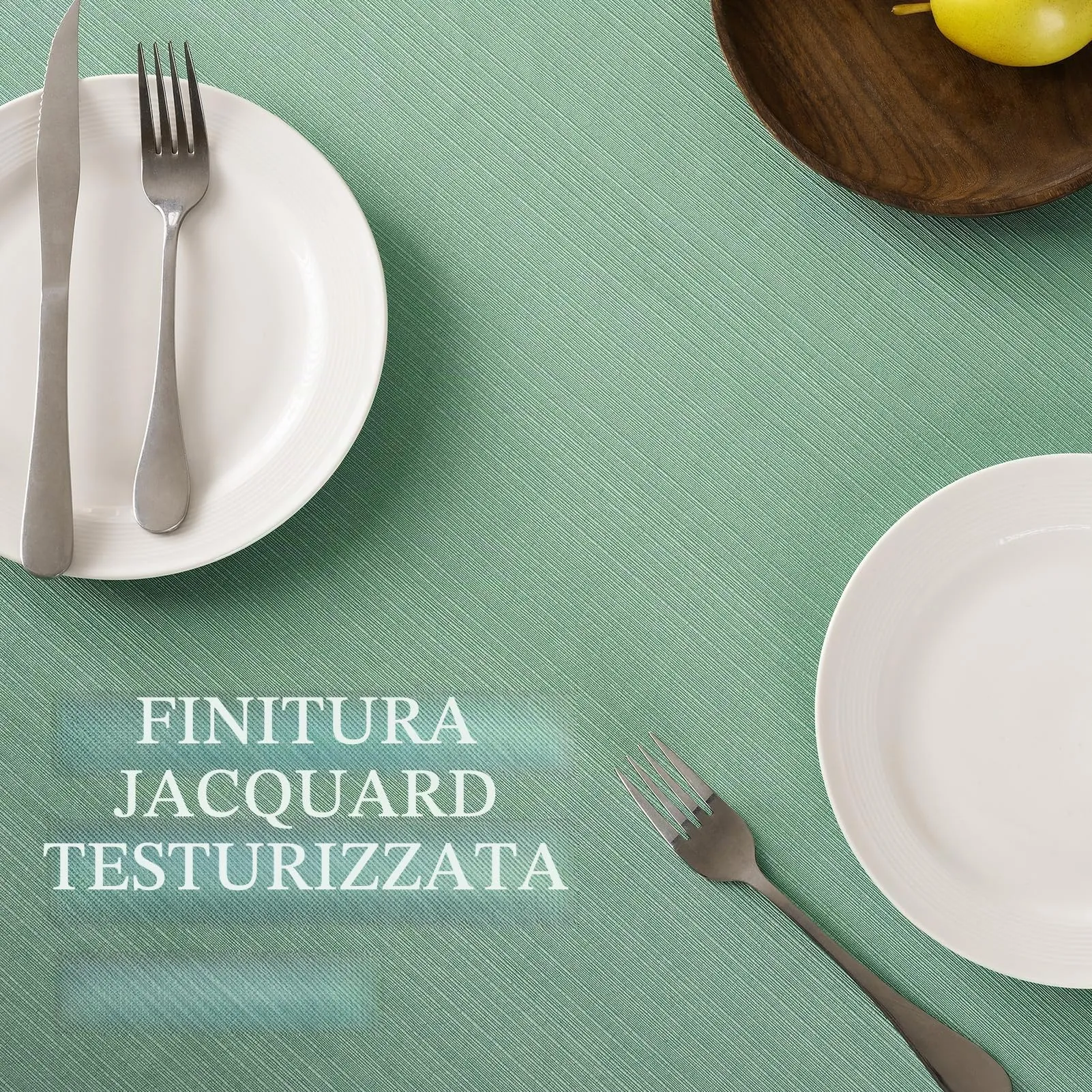 Softalker Tovaglia Rettangolare in Jacquard Verde Salvia, 60 x 120 Inch, Impermeabile e Antipiega - immagine 3