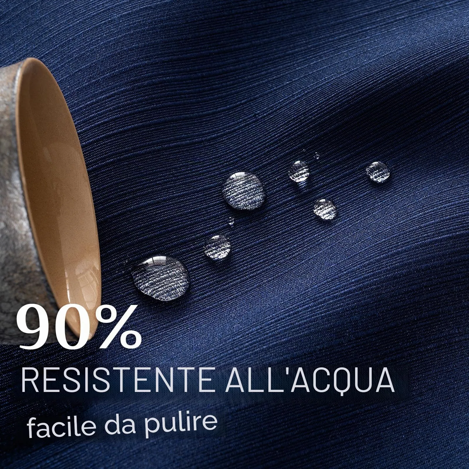 Softalker Tovaglia rettangolare jacquard motivo geometrico damascato in poliestere, 152,4 x 365,8 cm, blu marino - immagine 3