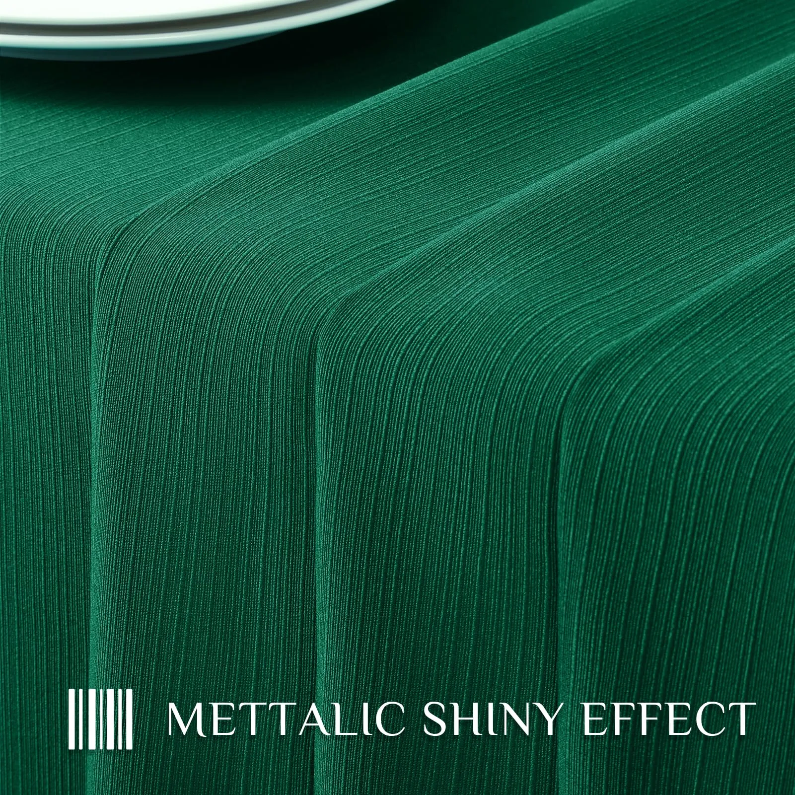 Softalker Tovaglia Jacquard Natalizia Rettangolare Verde a Linee Geometriche, 60 x 144 pollici - immagine 3