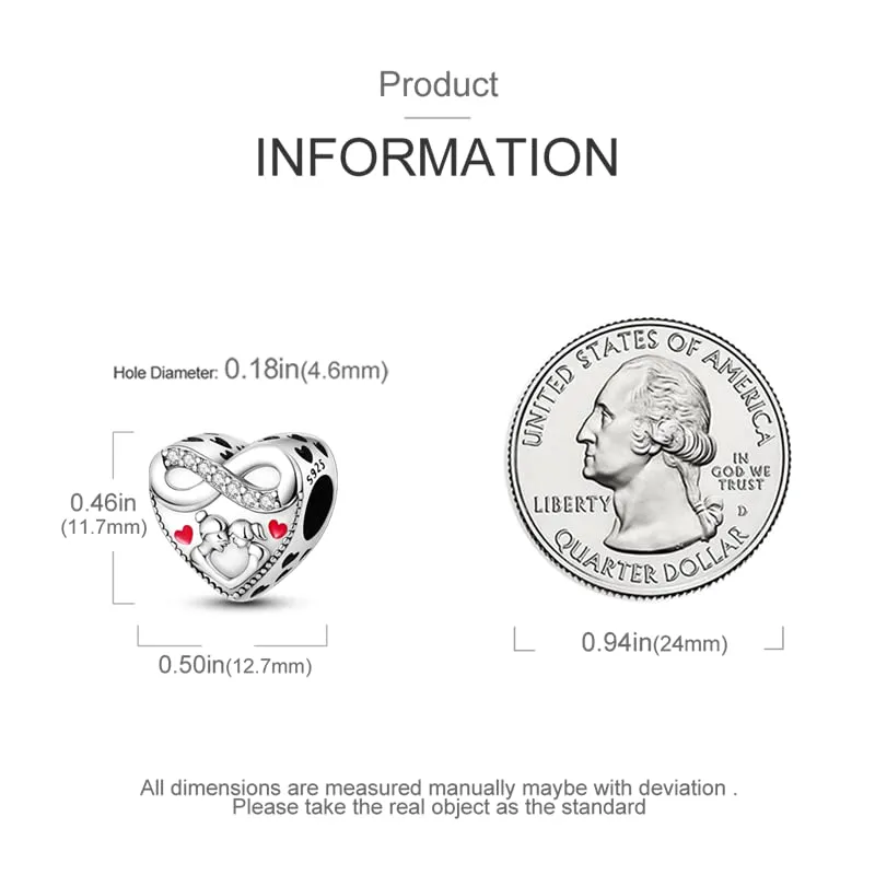 TINSLO Bead Charm Ciondolo in Argento Sterling 925 con Cubic Zirconia per Braccialetti e Collane Europei - immagine 4