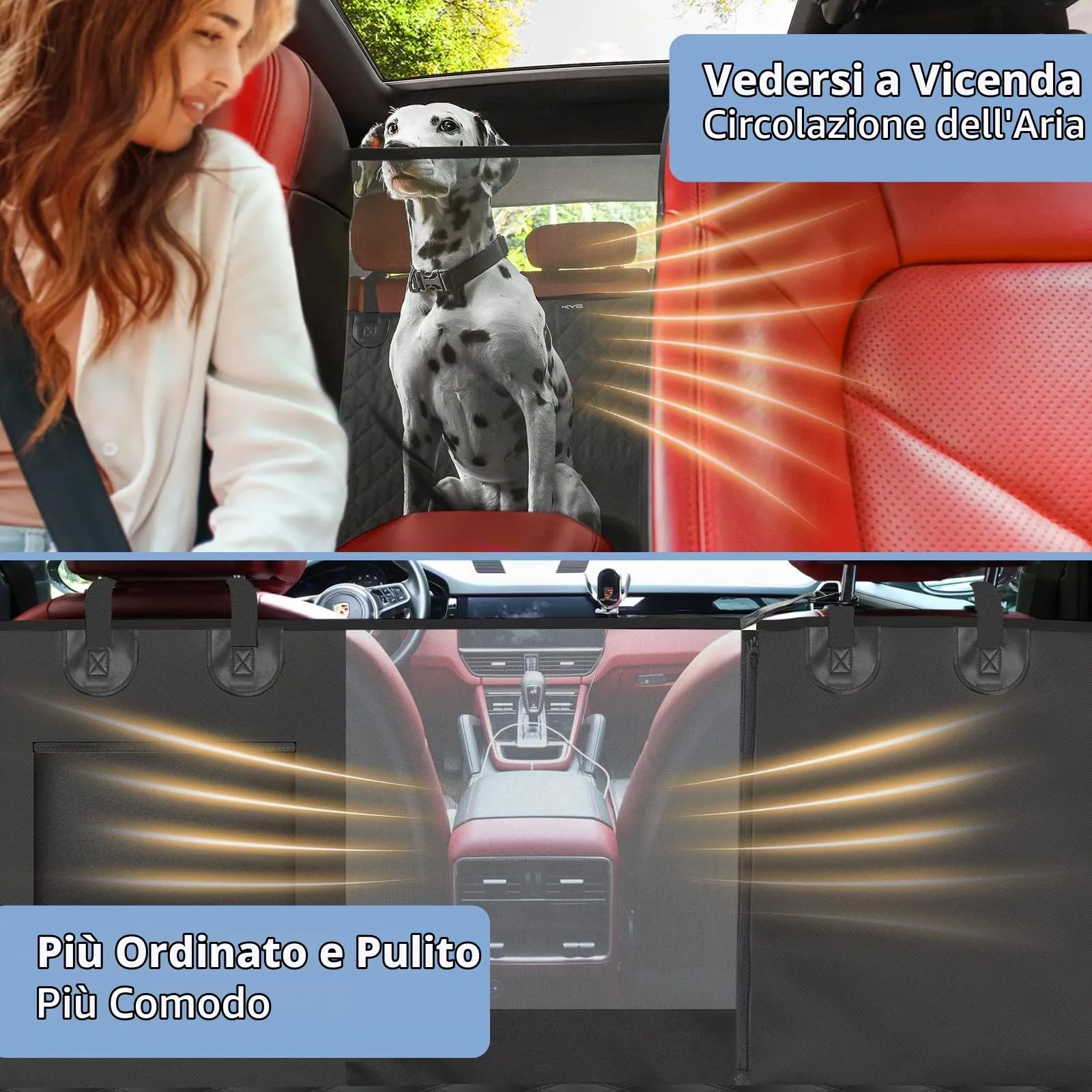 KYG Coprisedile Auto per Cani Telo Posteriore in Panno Oxford Impermeabile Antigraffio e Antiscivolo, Nero - immagine 5