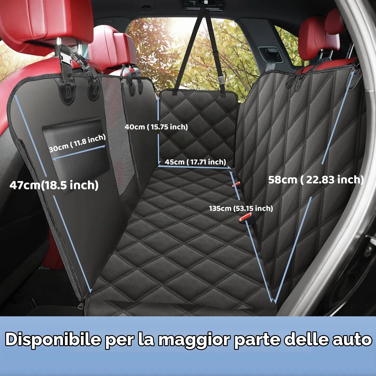 KYG Coprisedile Auto per Cani Telo Posteriore in Panno Oxford Impermeabile Antigraffio e Antiscivolo, Nero - immagine 7