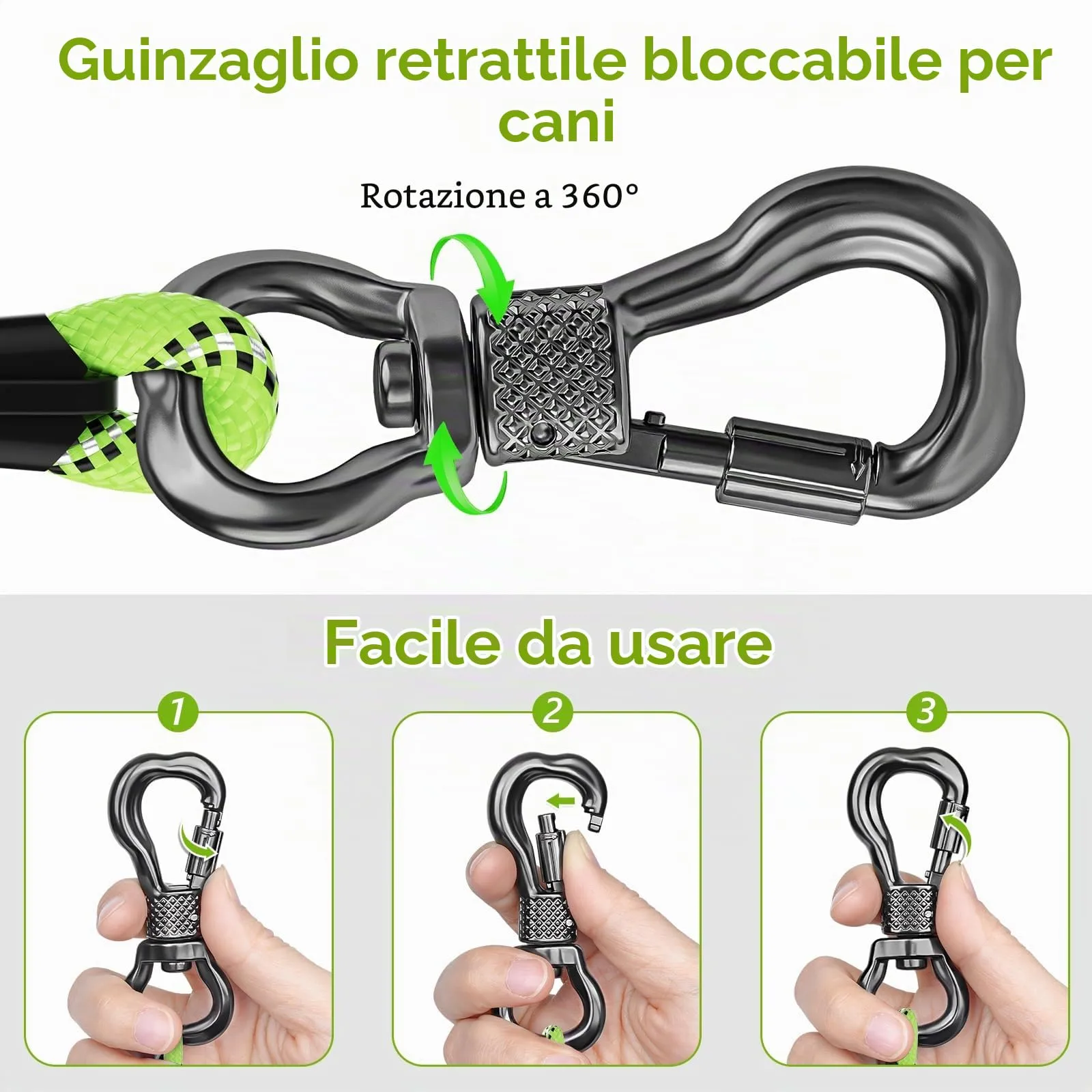 X XBEN Guinzaglio Addestramento per Cani in Nylon, 30M x 8mm, con Gancio di Sicurezza e Maniglia Imbottita - immagine 2