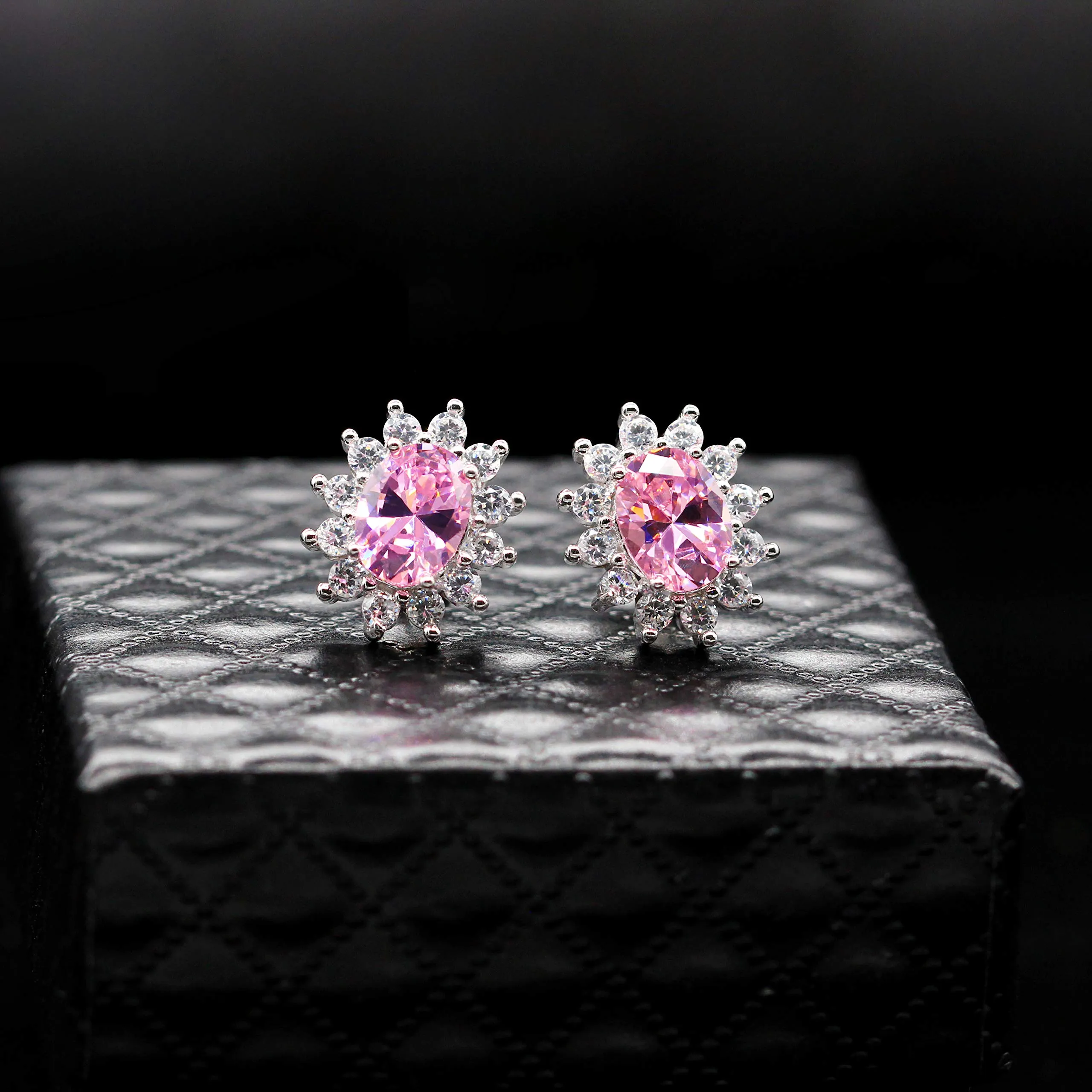 Uloveido Set di Gioielli con Zirconia Rosa, Collana, Orecchini e Anello T466 (Taglia 19,5) - immagine 3