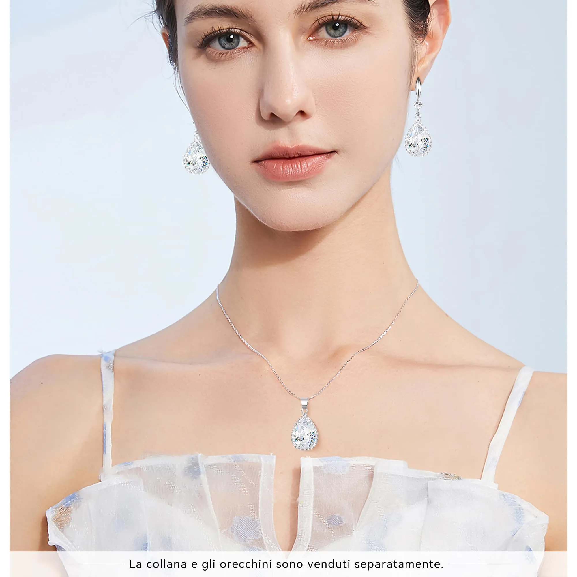 Linawe Orecchini pendenti in argento con cristalli di zirconia cubica moissanite - immagine 4