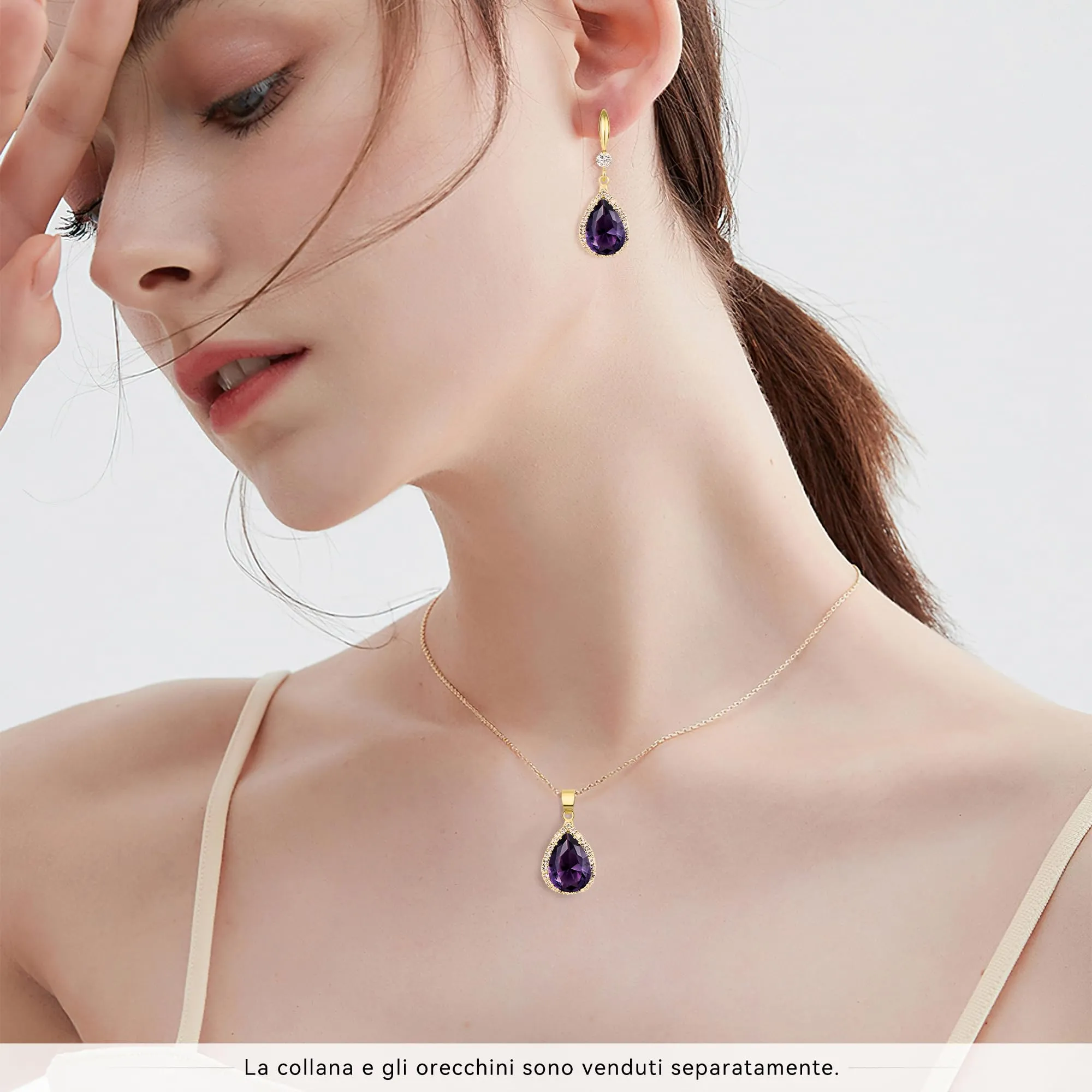 Linawe Set di gioielli in oro per donna, orecchini pendenti in moissanite e zirconia cubica placcati in oro 14k - immagine 4