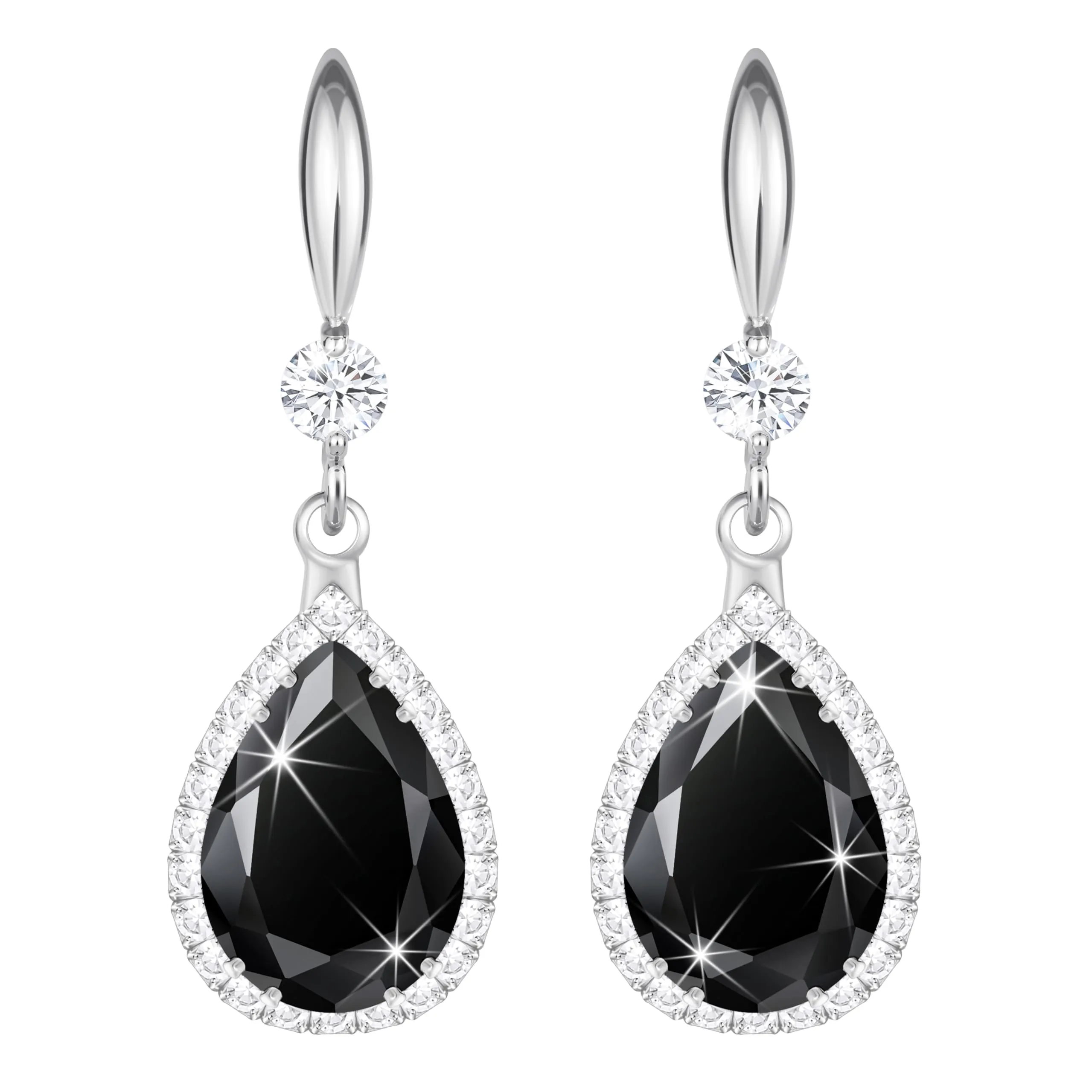 Linawe Orecchini pendenti da donna in argento e zirconia cubica nera - immagine 1