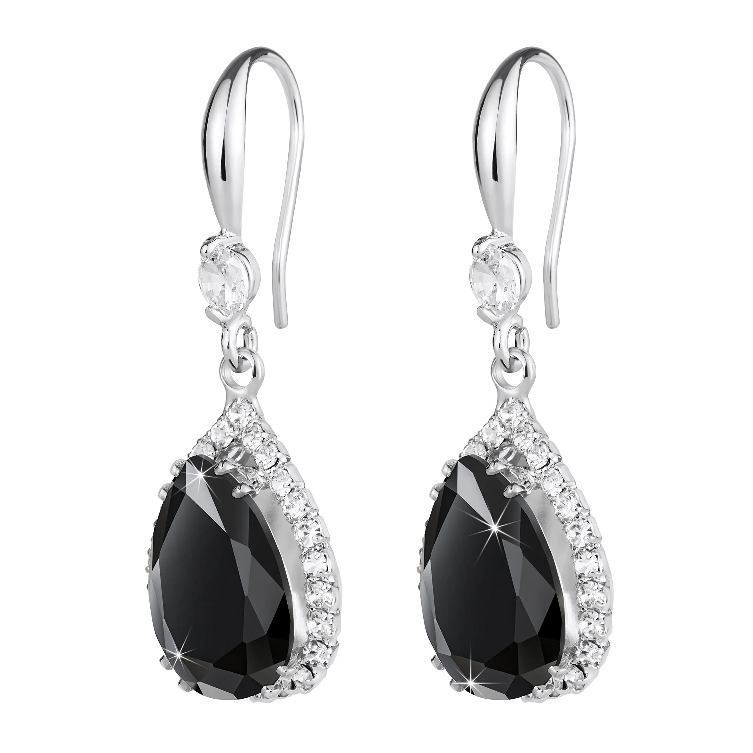 Linawe Orecchini pendenti da donna in argento e zirconia cubica nera - immagine 5