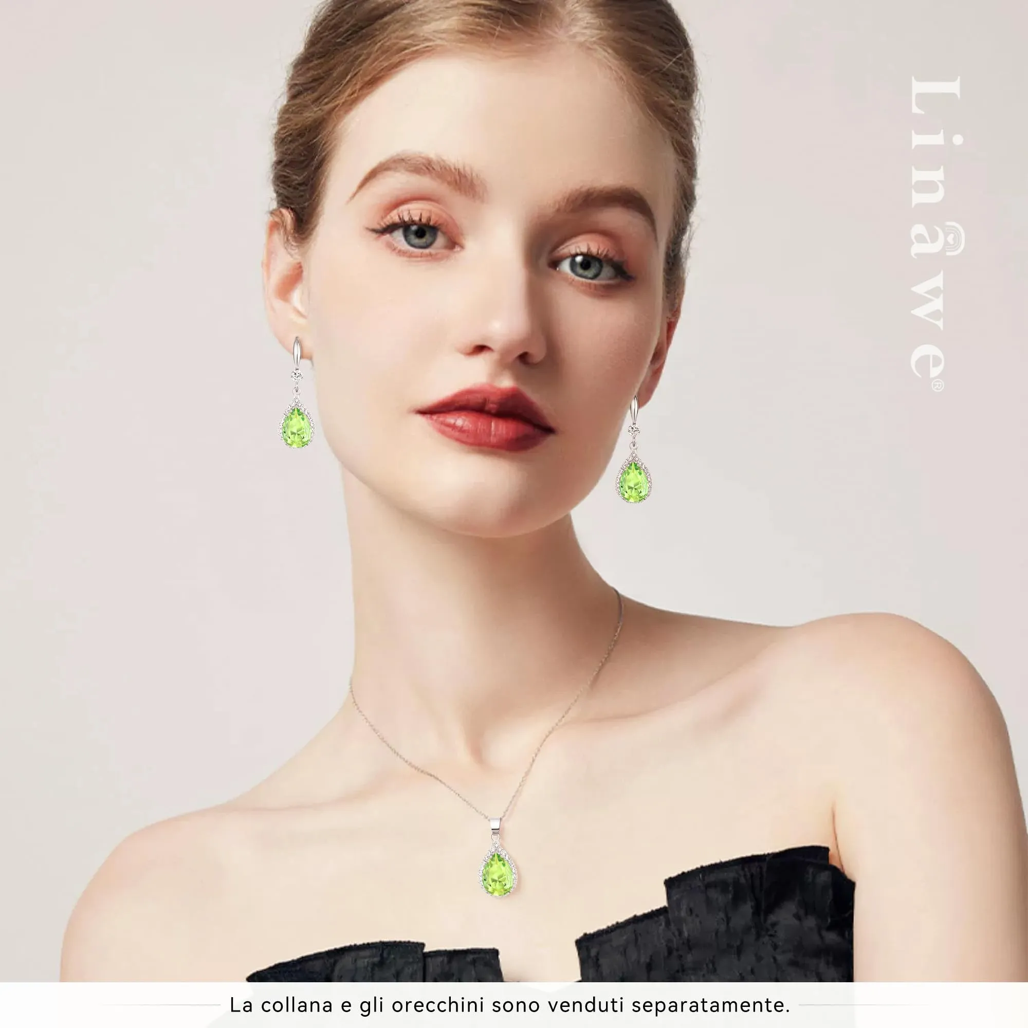 Linawe Orecchini Pendenti a Goccia in Moissanite e Cristalli, Argento - immagine 4