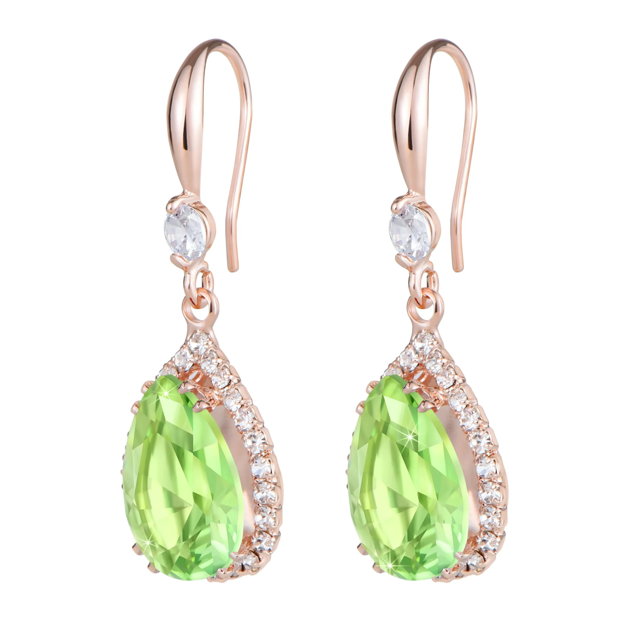 Linawe Orecchini pendenti in oro rosa e verde con zirconia cubica - immagine 5