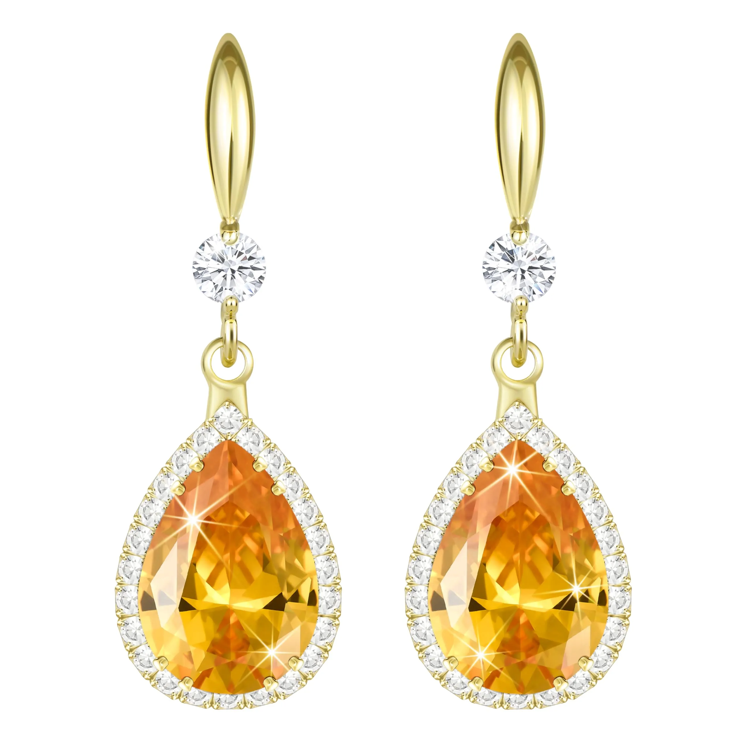 Linawe Set di gioielli placcati in oro con cristalli arancioni per donna - immagine 1