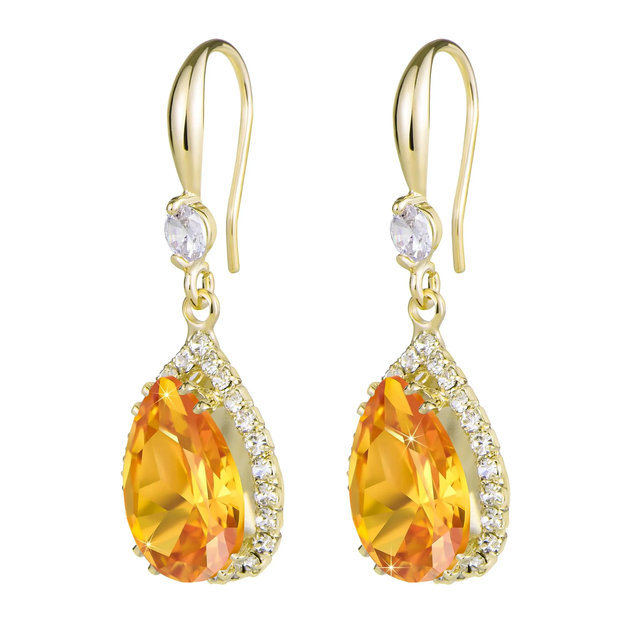 Linawe Set di gioielli placcati in oro con cristalli arancioni per donna - immagine 5