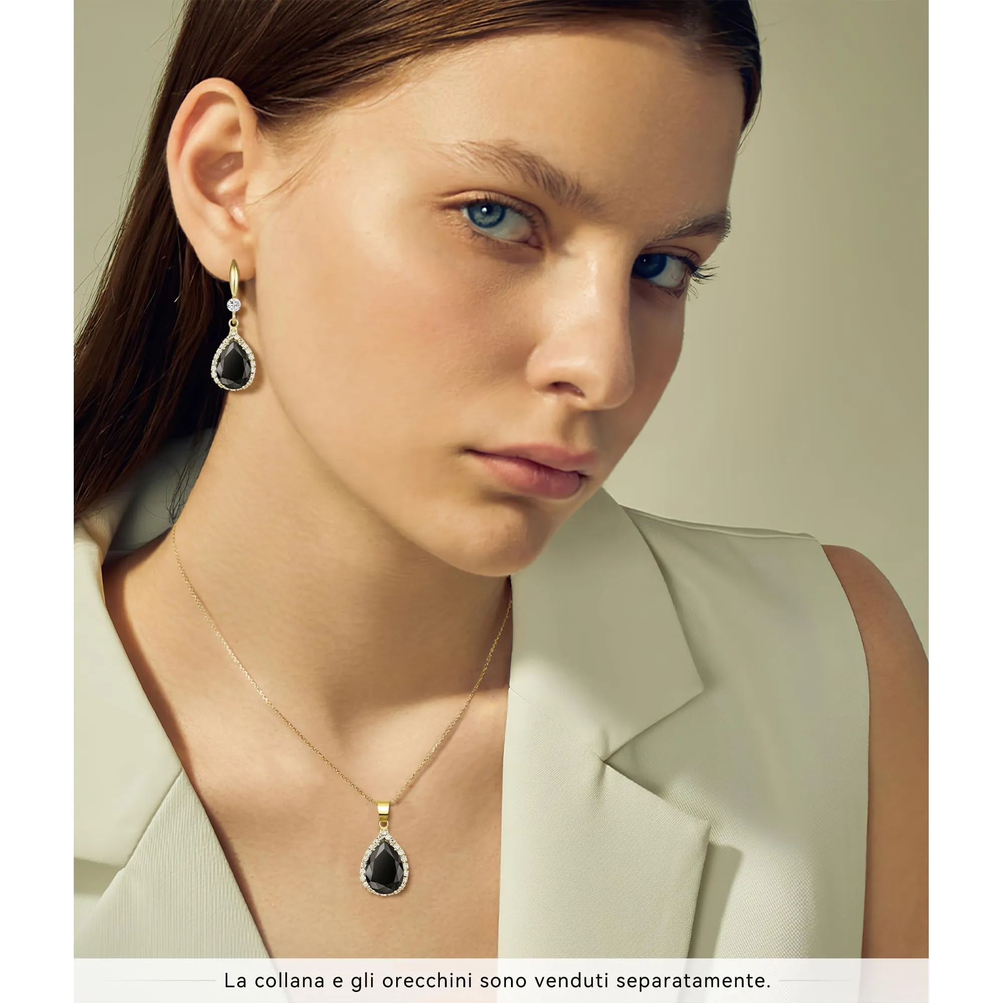Linawe Orecchini Pendenti a Goccia in Oro Nero con Cristallo e Zirconia Cubica per Donna - immagine 4