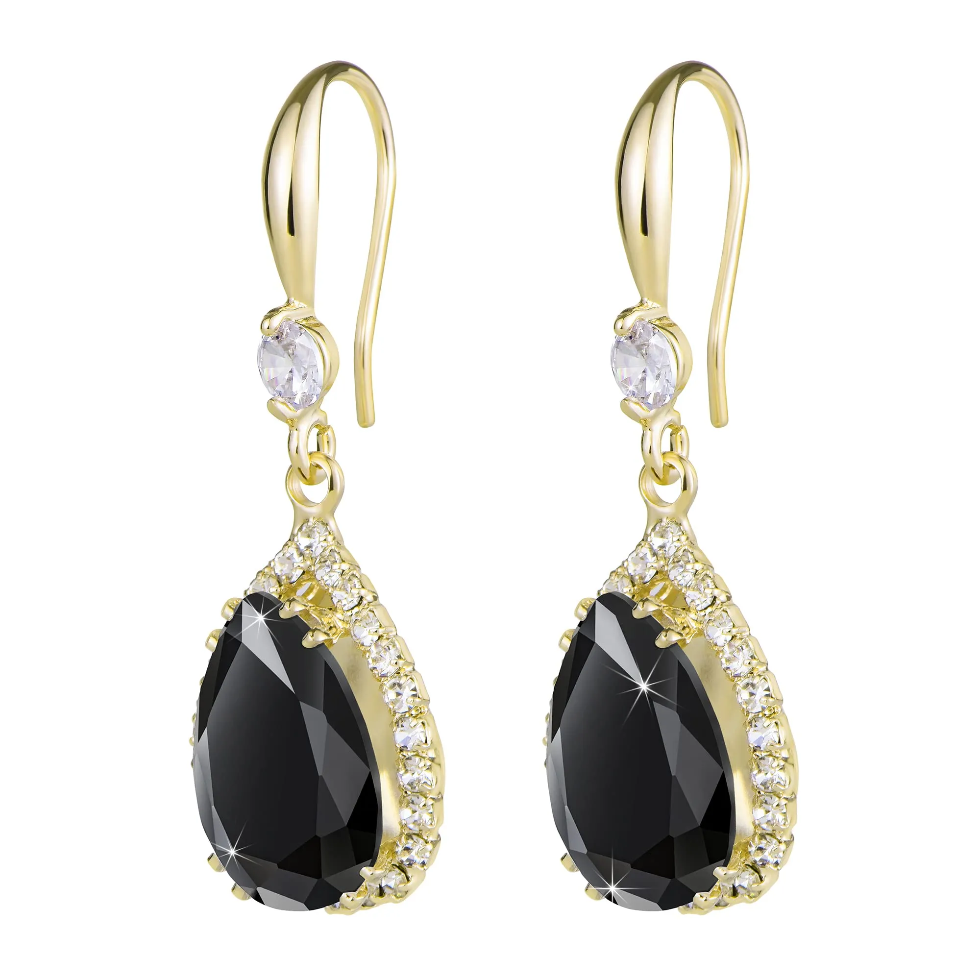 Linawe Orecchini Pendenti a Goccia in Oro Nero con Cristallo e Zirconia Cubica per Donna - immagine 5