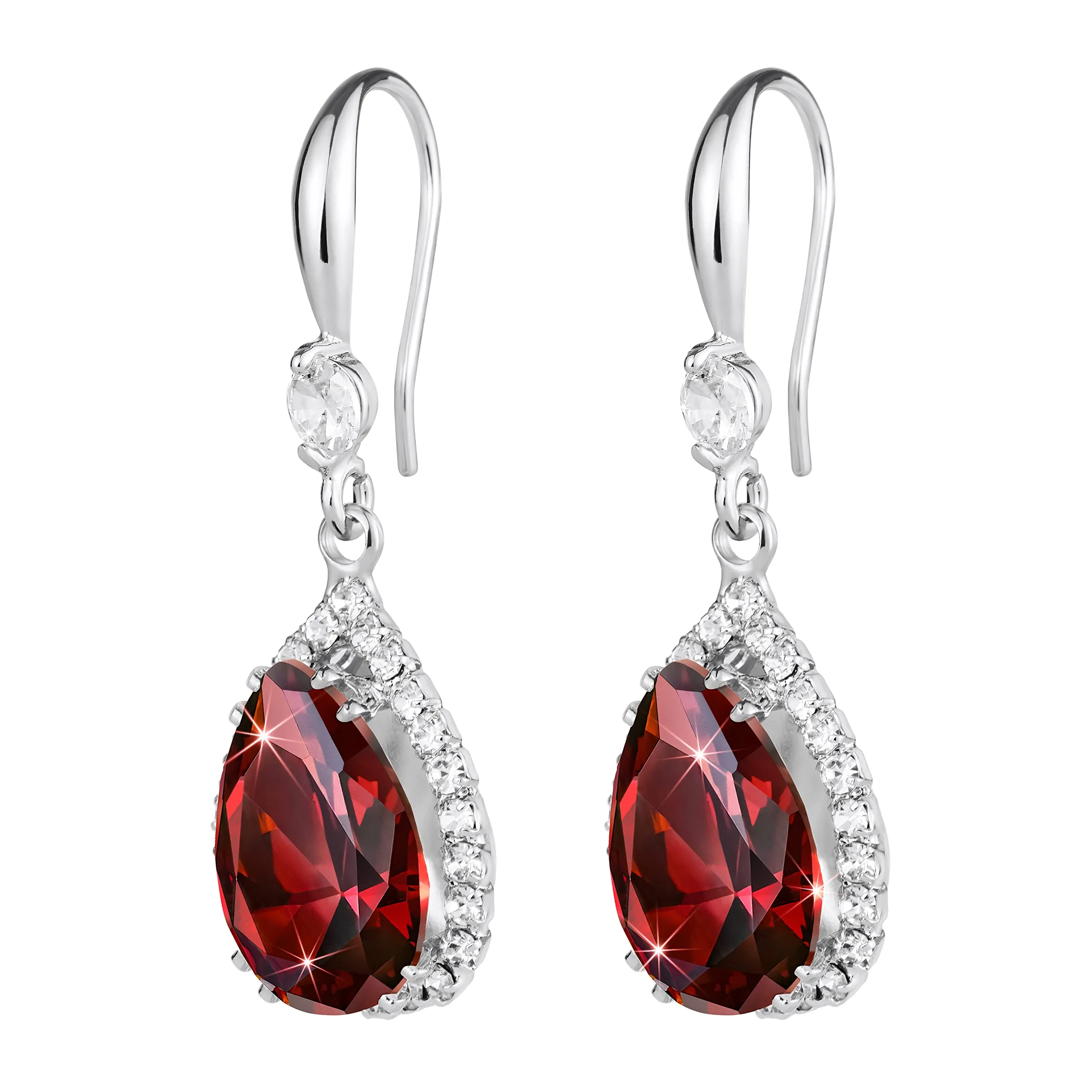 Linawe Orecchini pendenti in argento con cristalli e moissanite rosso - immagine 5