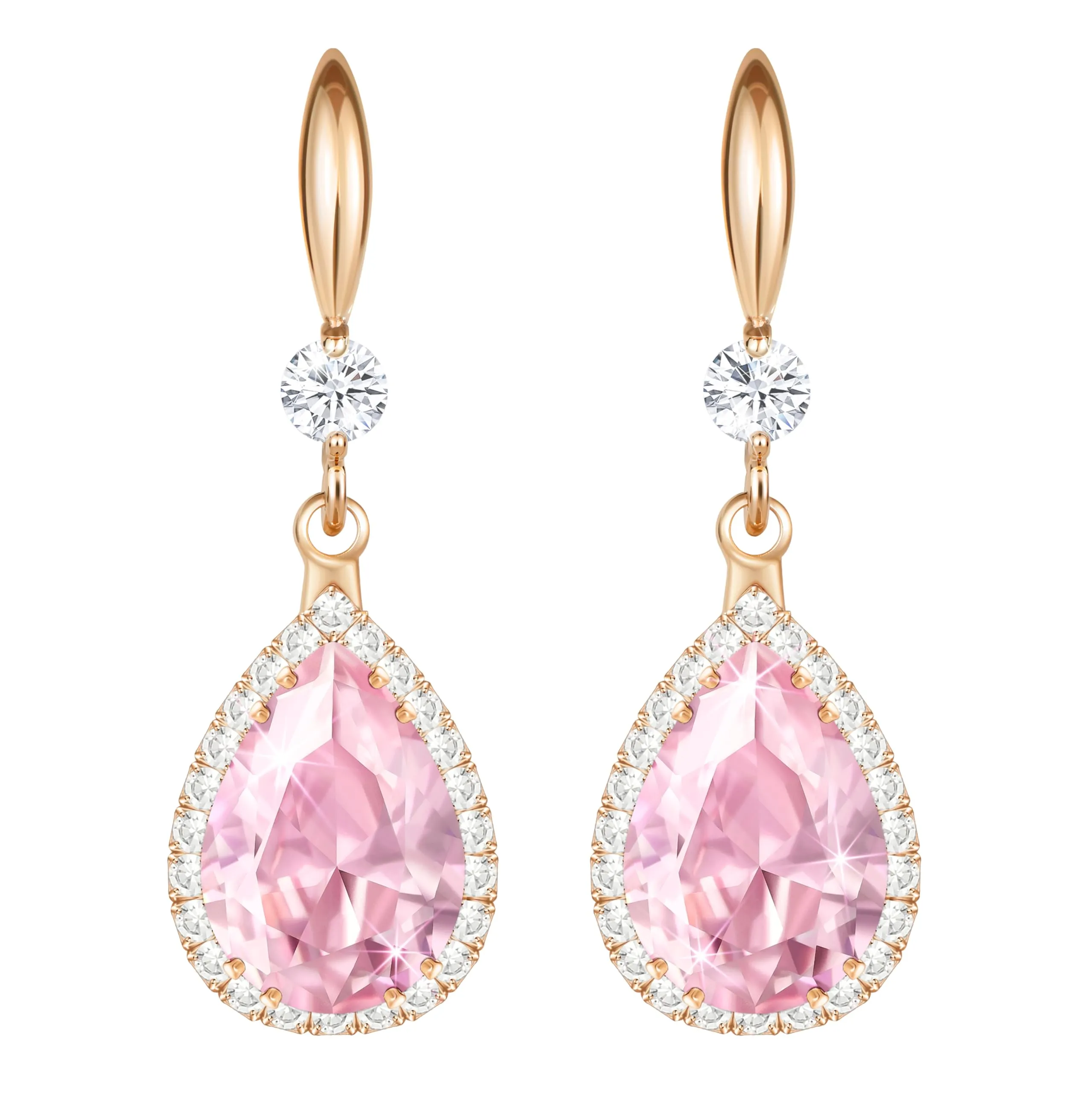Linawe Orecchini pendenti in oro rosa con cristalli di zirconia cubica - immagine 1