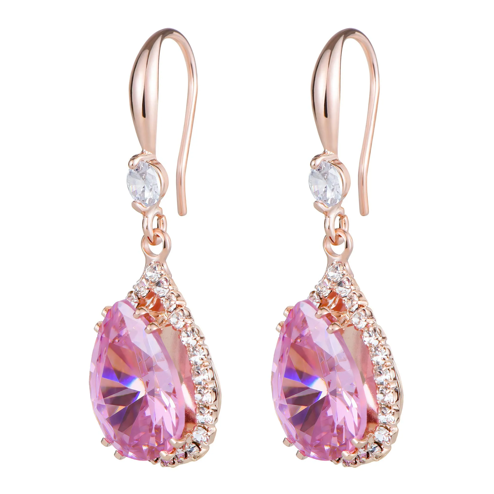 Linawe Orecchini pendenti in oro rosa con cristalli di zirconia cubica - immagine 5