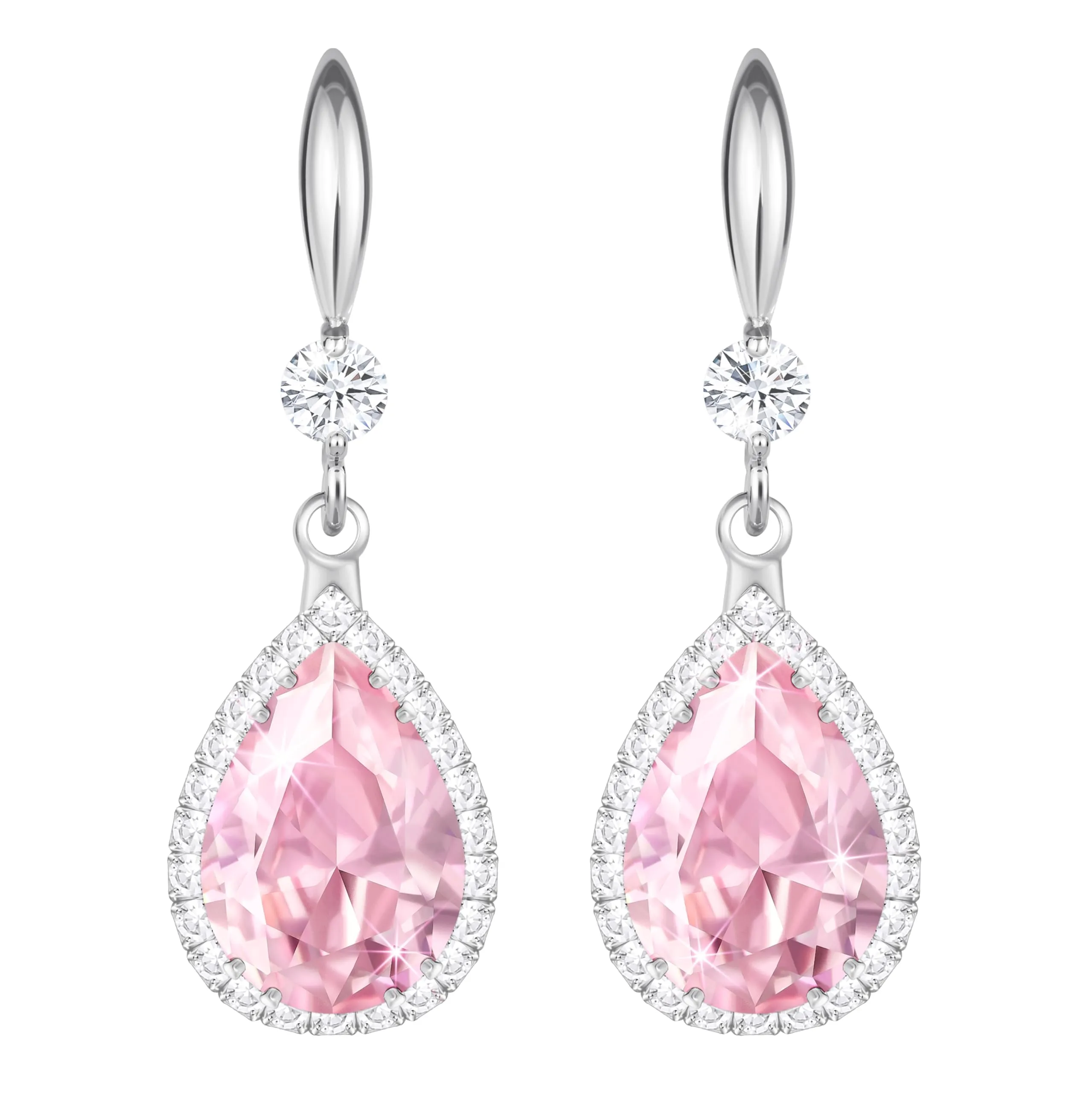 Linawe Orecchini a goccia in argento con cristalli di zirconia rosa - immagine 1