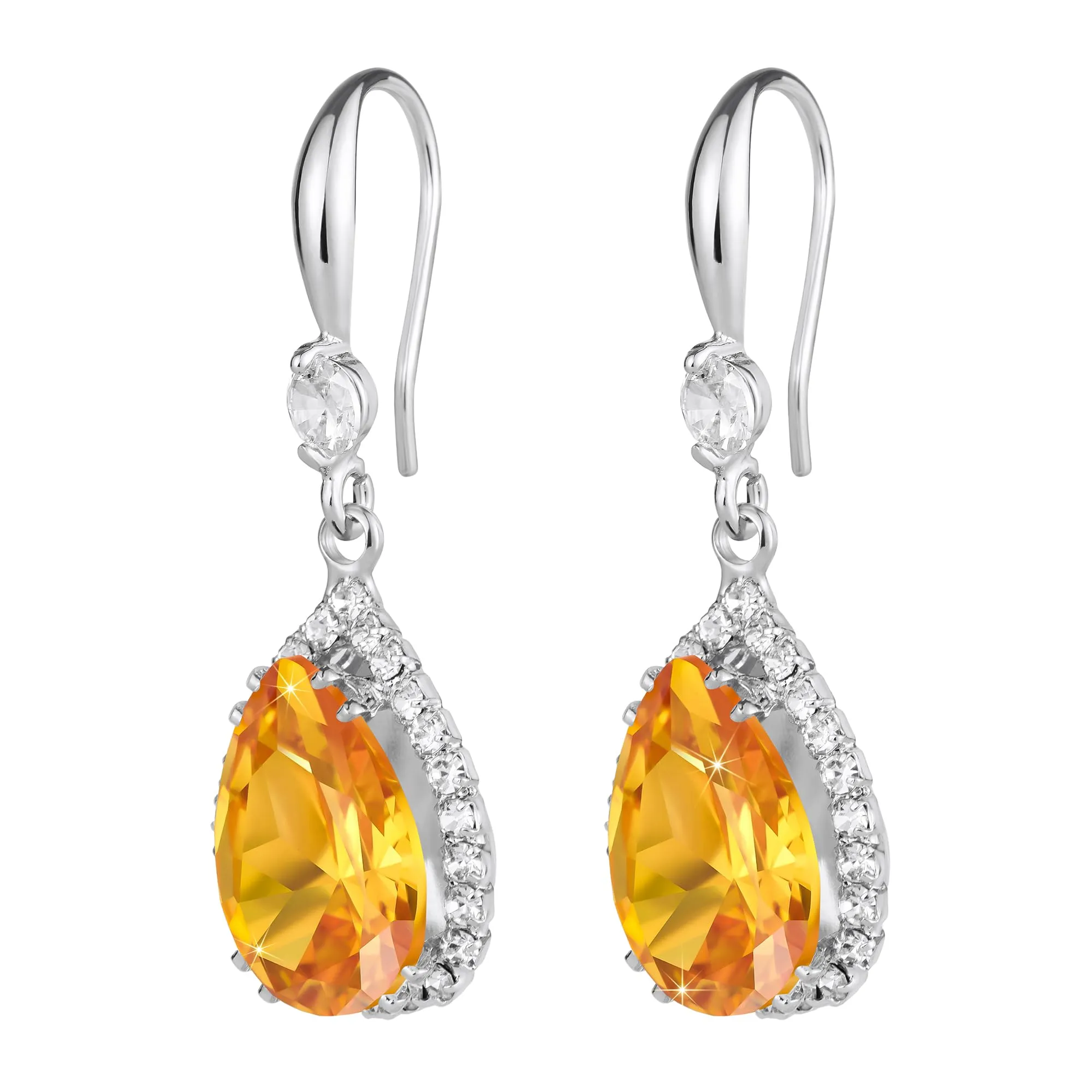 Linawe Set di gioielli in argento con orecchini pendenti arancioni e cristalli di moissanite - immagine 5