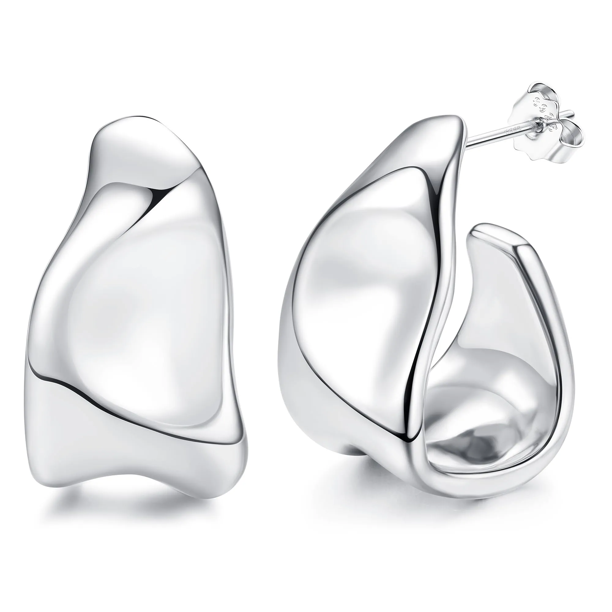 Adramata Orecchini Donna in Argento 925 e Oro 14K a Cerchio Goccia Anallergici - immagine 1