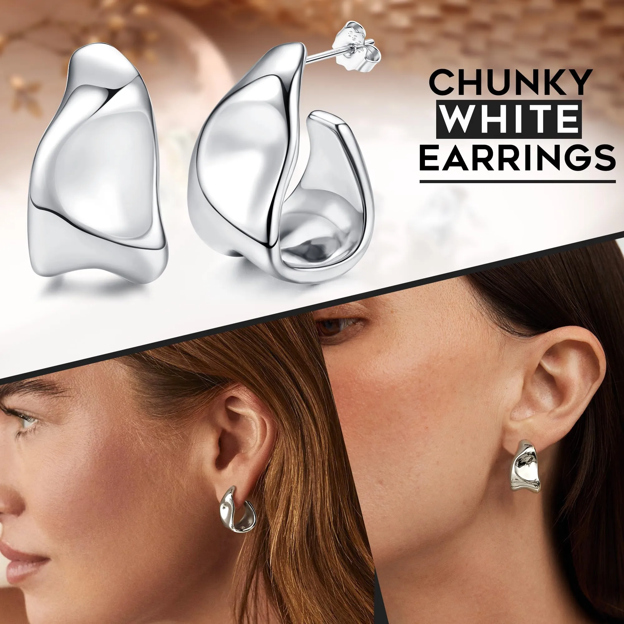 Adramata Orecchini Donna in Argento 925 e Oro 14K a Cerchio Goccia Anallergici - immagine 3