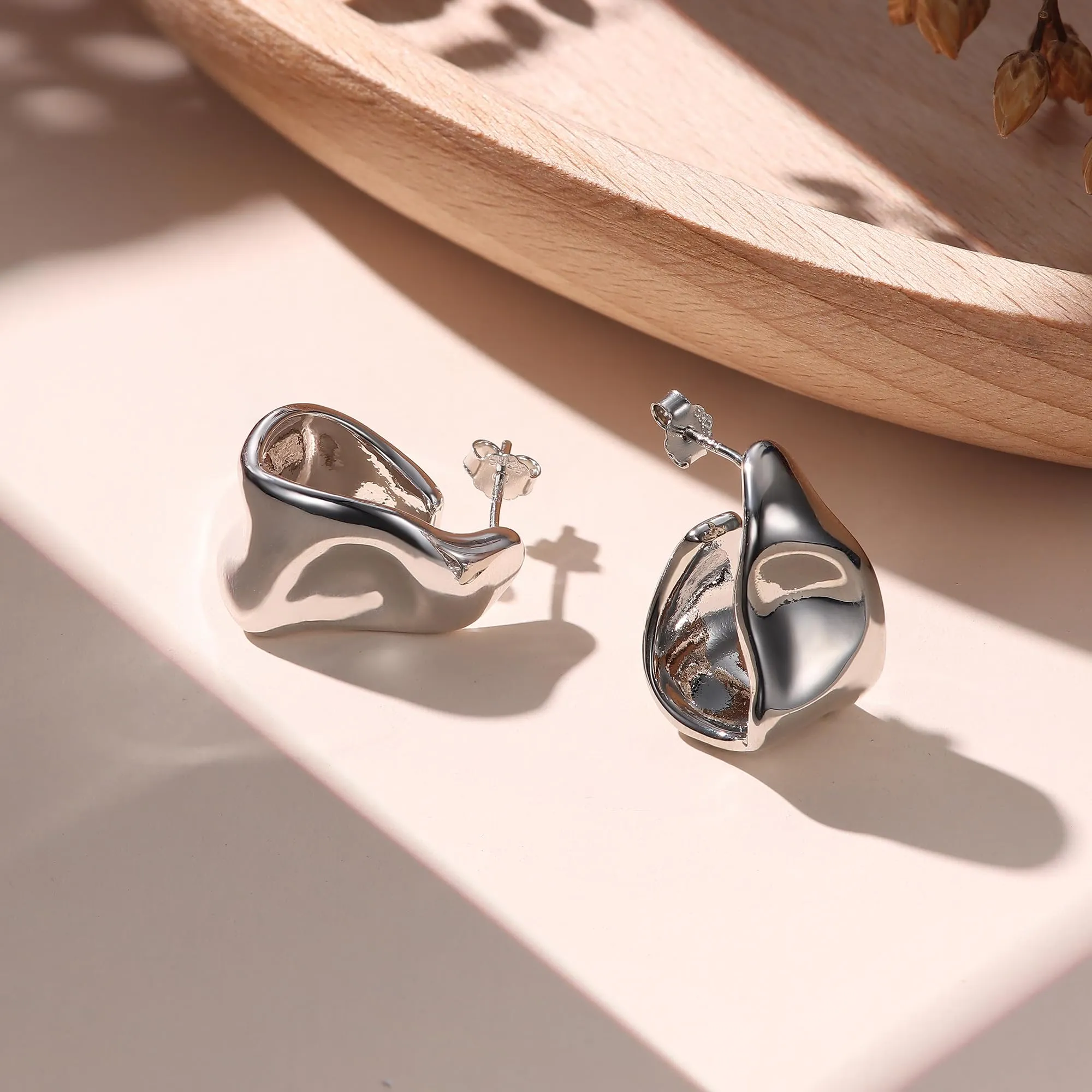 Adramata Orecchini Donna in Argento 925 e Oro 14K a Cerchio Goccia Anallergici - immagine 4