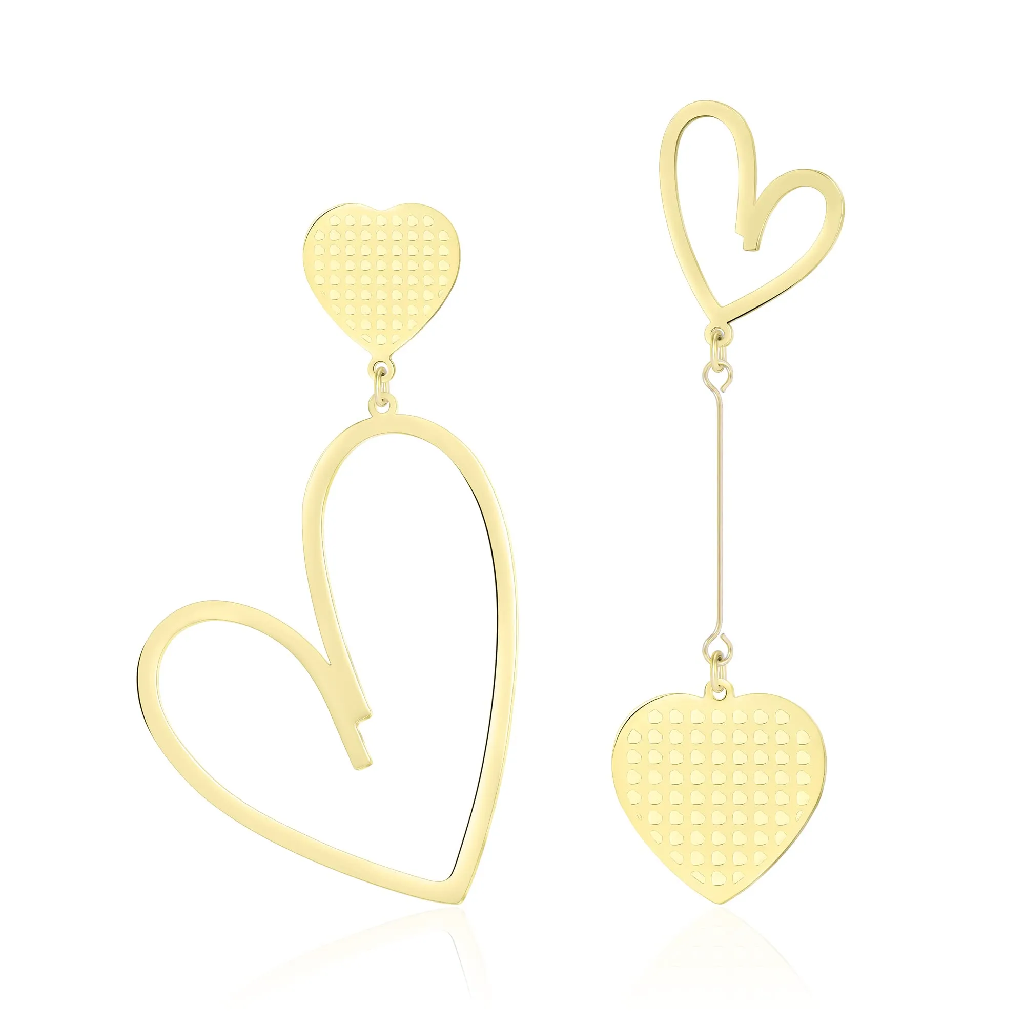 Linawe Orecchini pendenti a cuore in acciaio inossidabile placcati oro 14k da donna - immagine 1