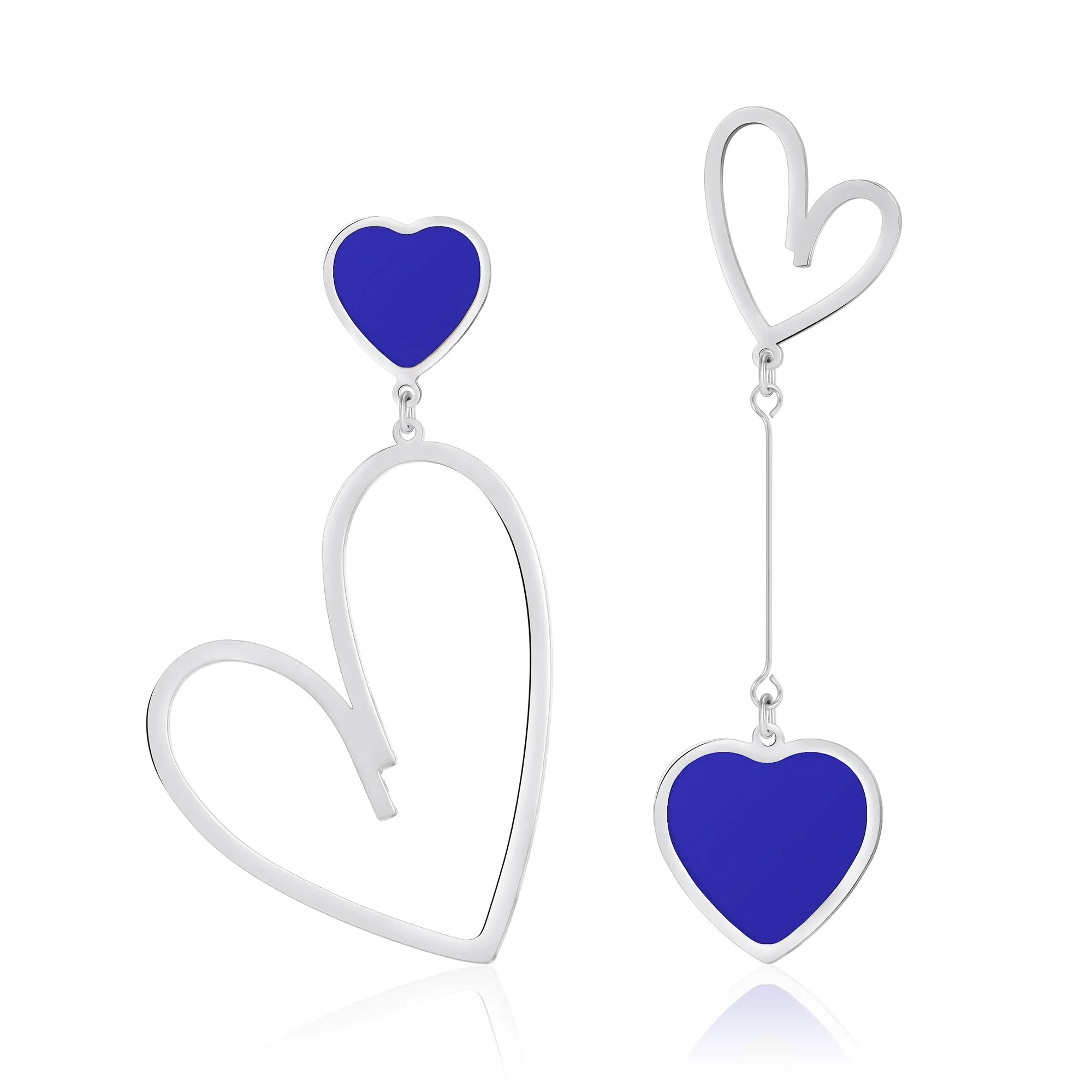 Linawe Orecchini pendenti a forma di cuore blu in acciaio inossidabile per donna - immagine 1