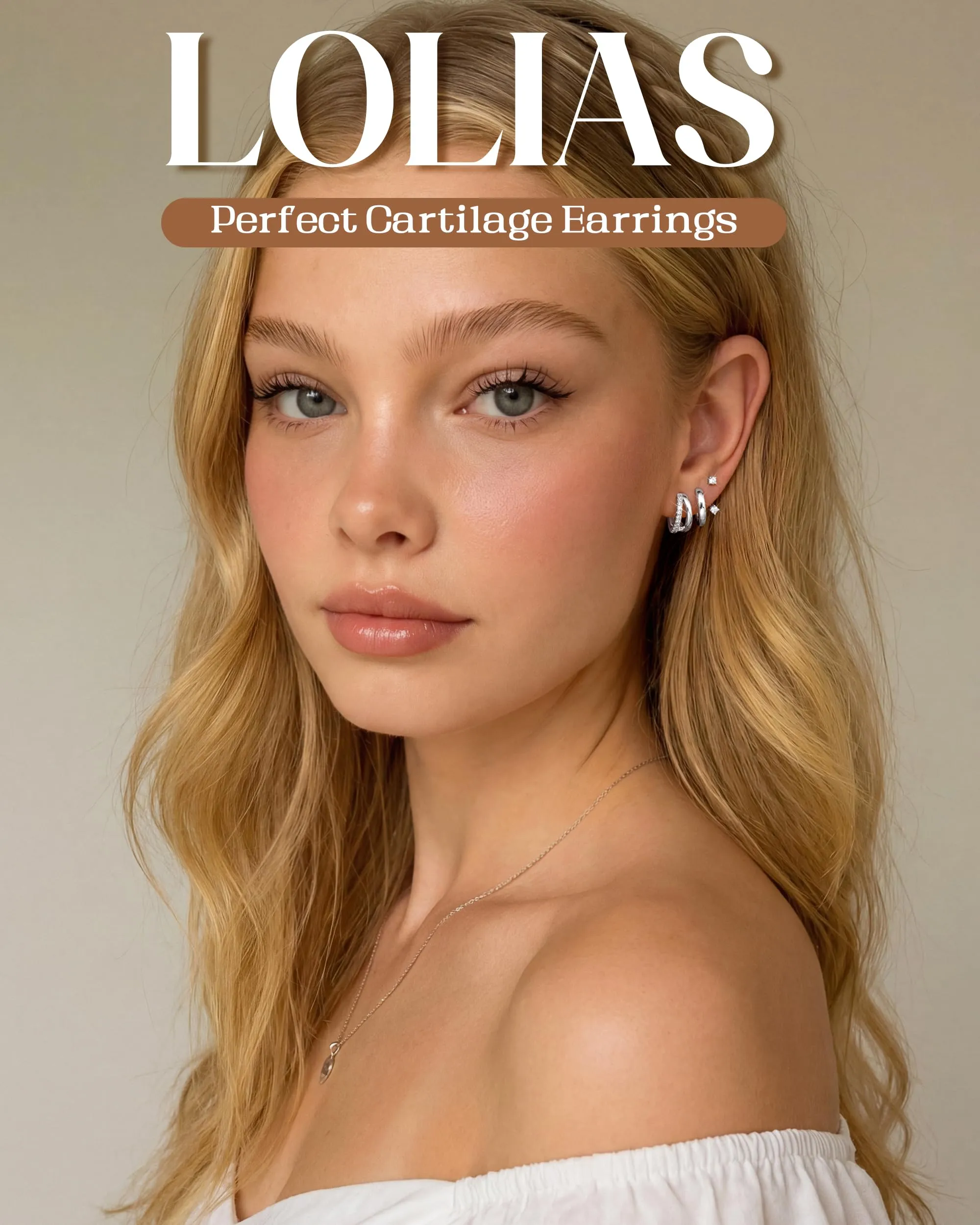 LOLIAS Set 3 Paia Orecchini a Cerchio in Argento 925 per Donna e Ragazze, 10mm - immagine 2
