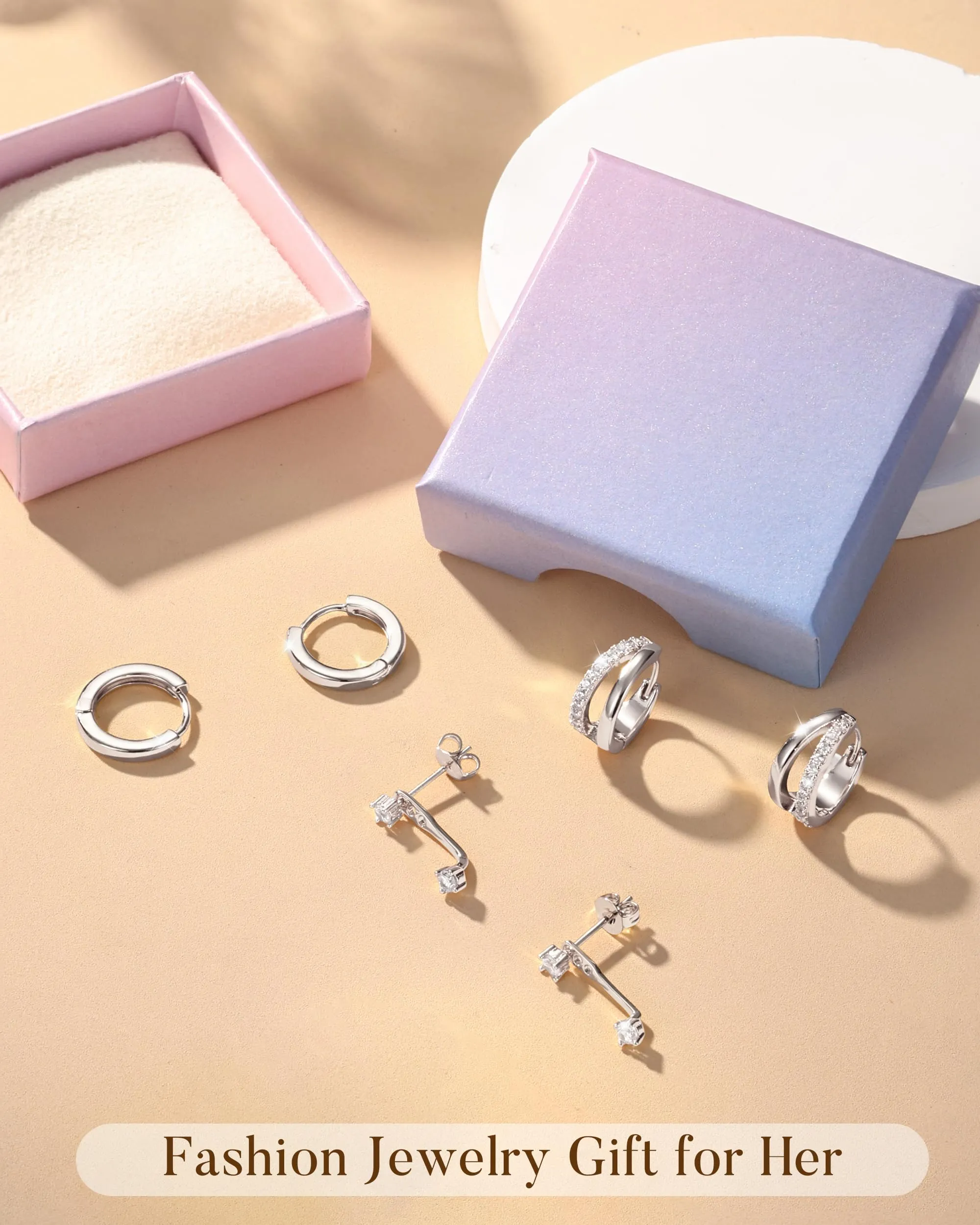 LOLIAS Set 3 Paia Orecchini a Cerchio in Argento 925 per Donna e Ragazze, 10mm - immagine 7