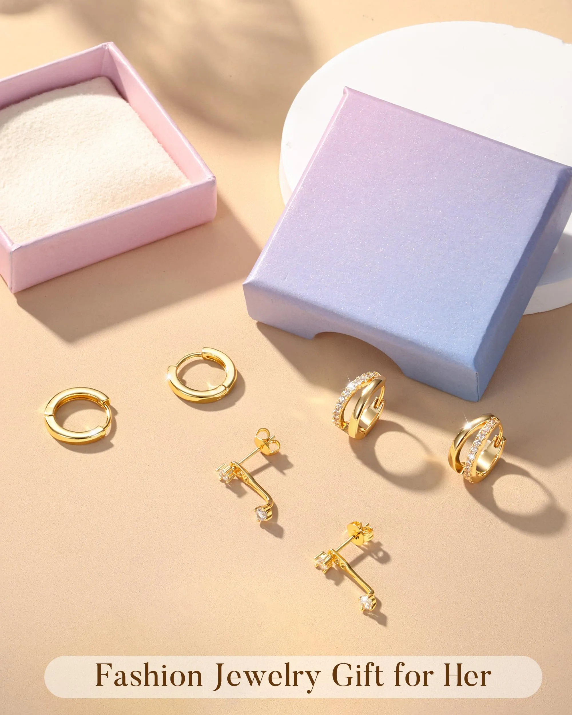LOLIAS Set di 3 Paia di Orecchini Donna in Argento 925 Color Oro Anallergici - immagine 7