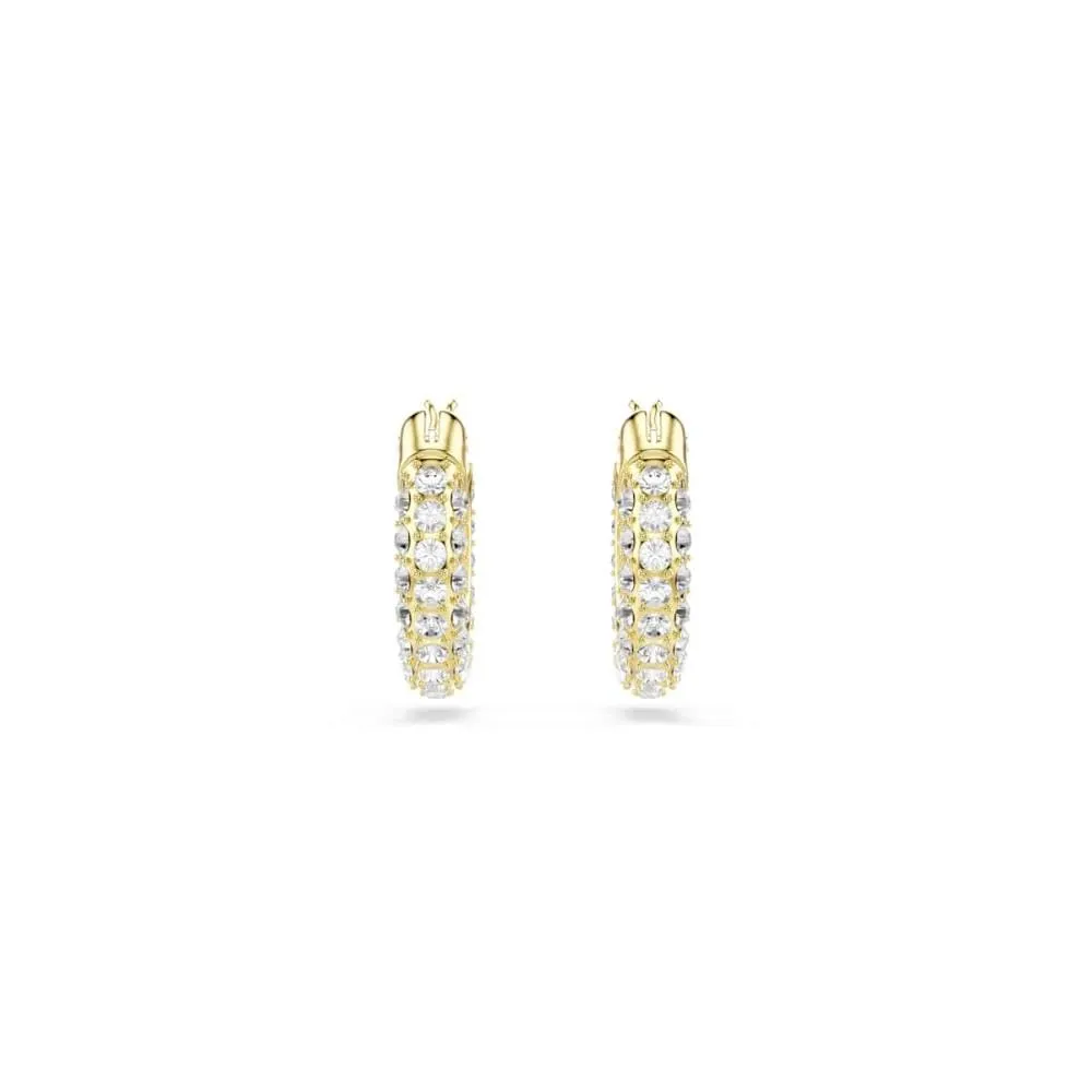 Swarovski Dextera Orecchini a Cerchio Mini, Pavé Bianchi, Placcato Oro - immagine 2