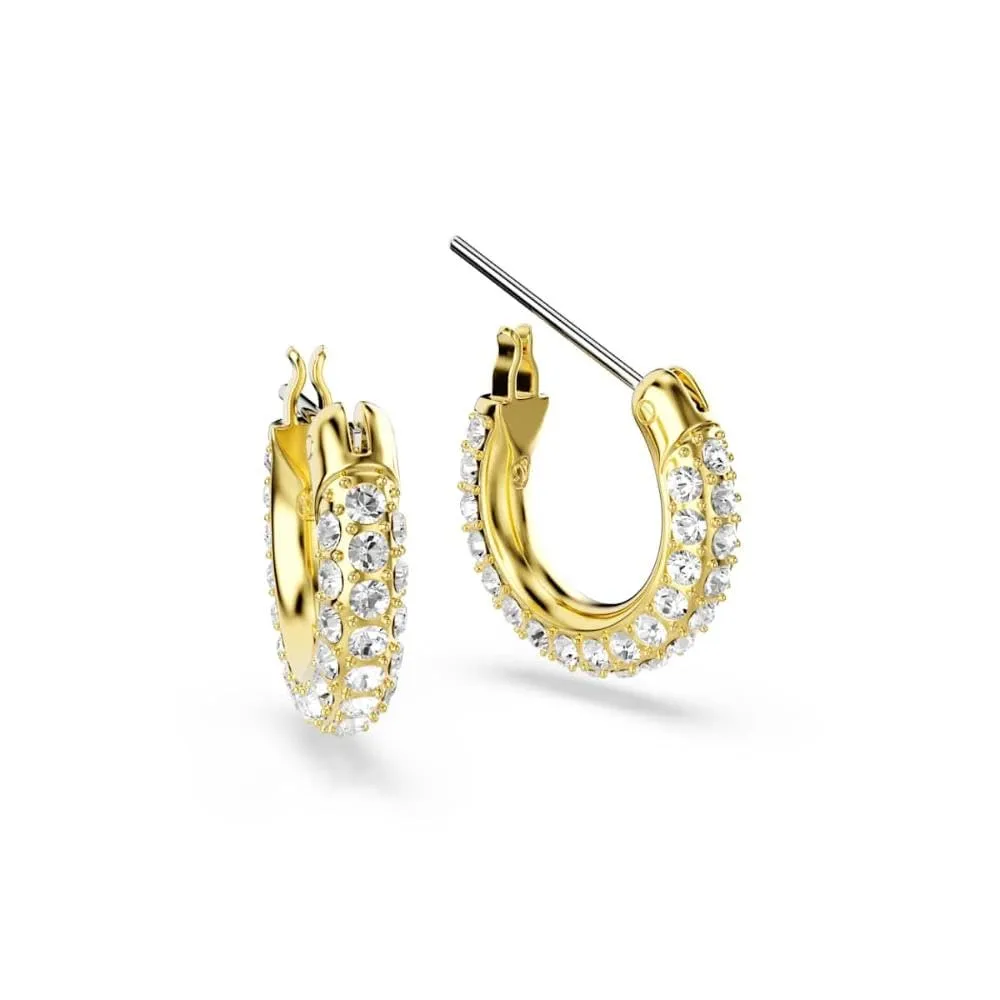 Swarovski Dextera Orecchini a Cerchio Mini, Pavé Bianchi, Placcato Oro - immagine 3
