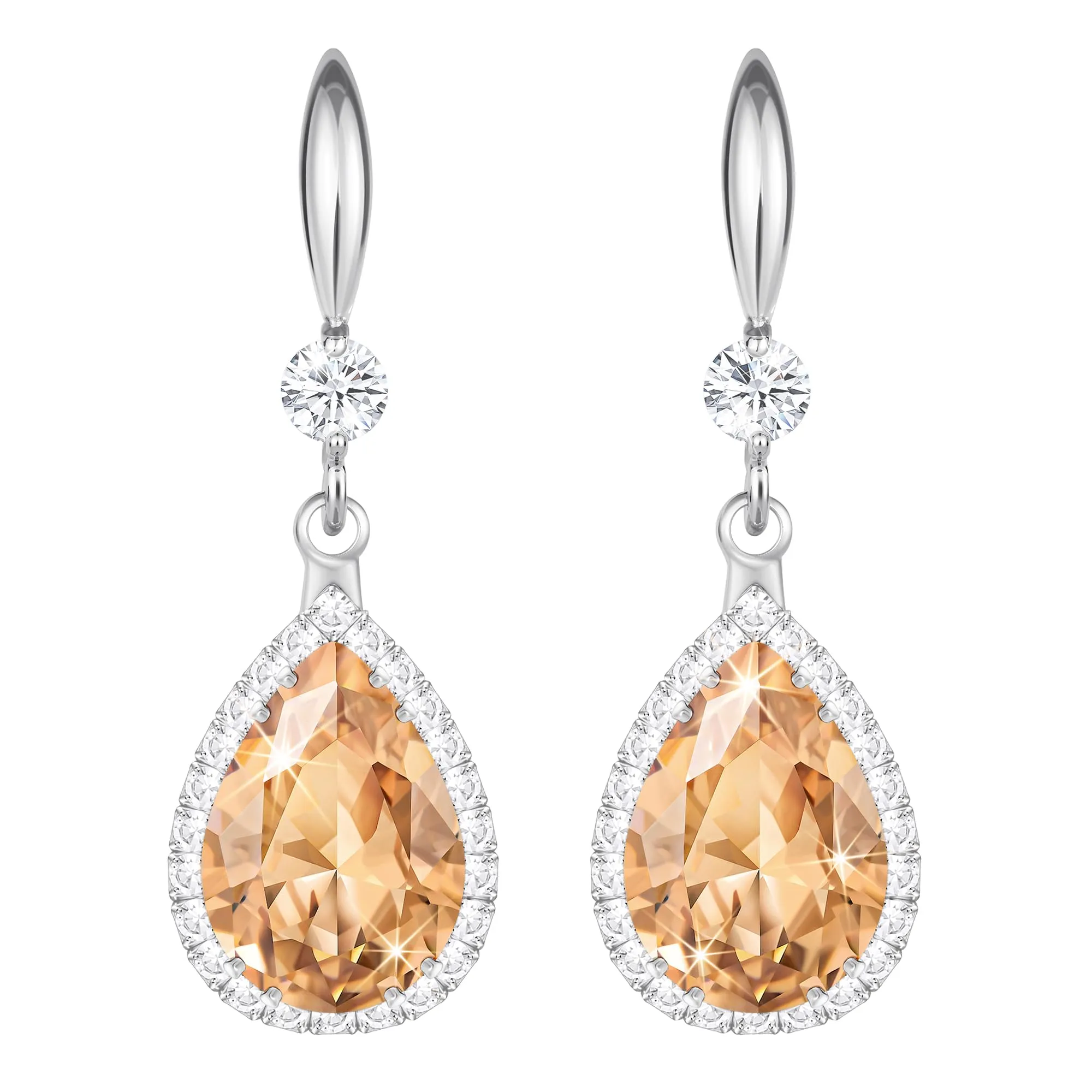 Linawe Orecchini pendenti in argento con topazio giallo champagne e moissanite - immagine 1