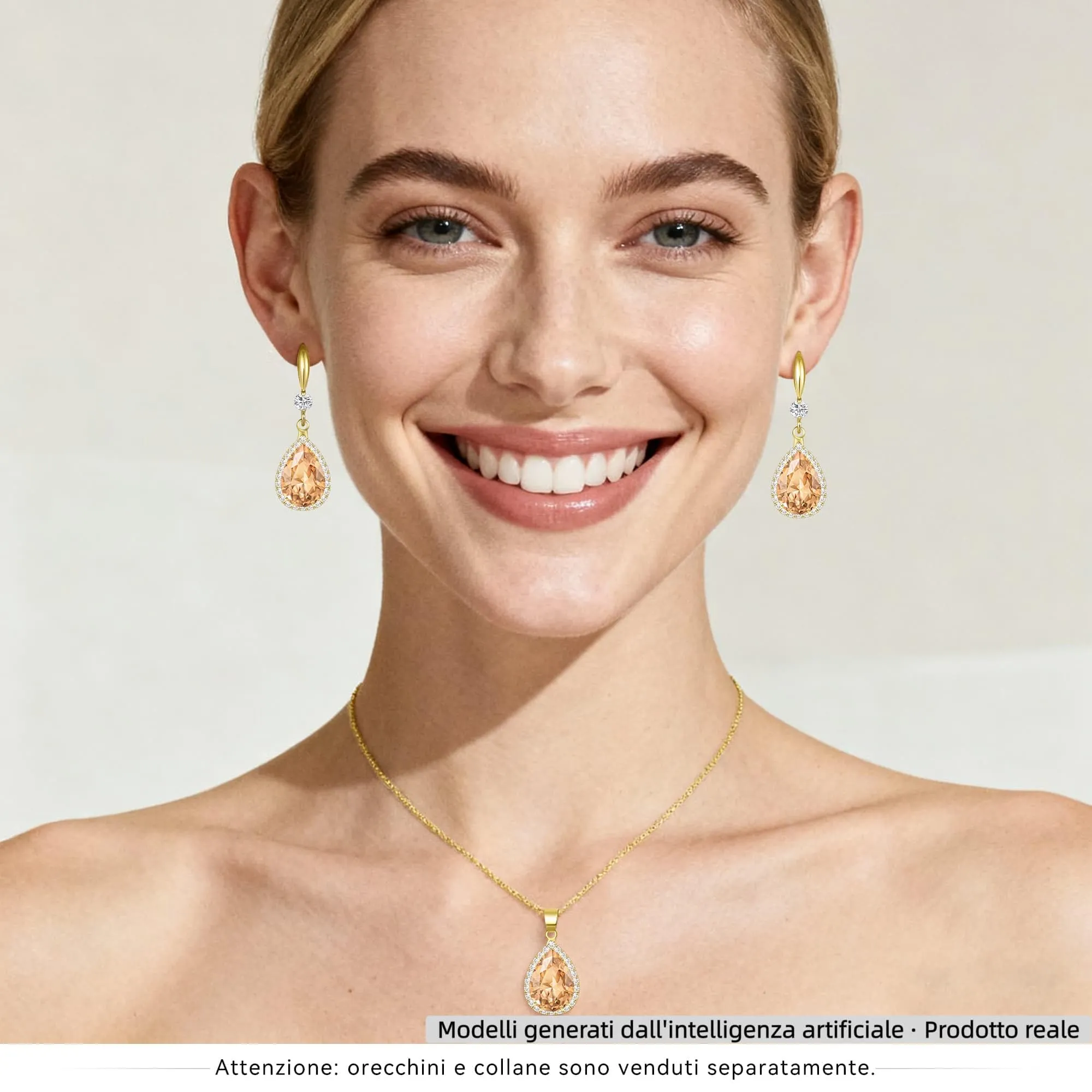 Linawe Orecchini pendenti in oro con moissanite champagne e topazio per donna - immagine 4