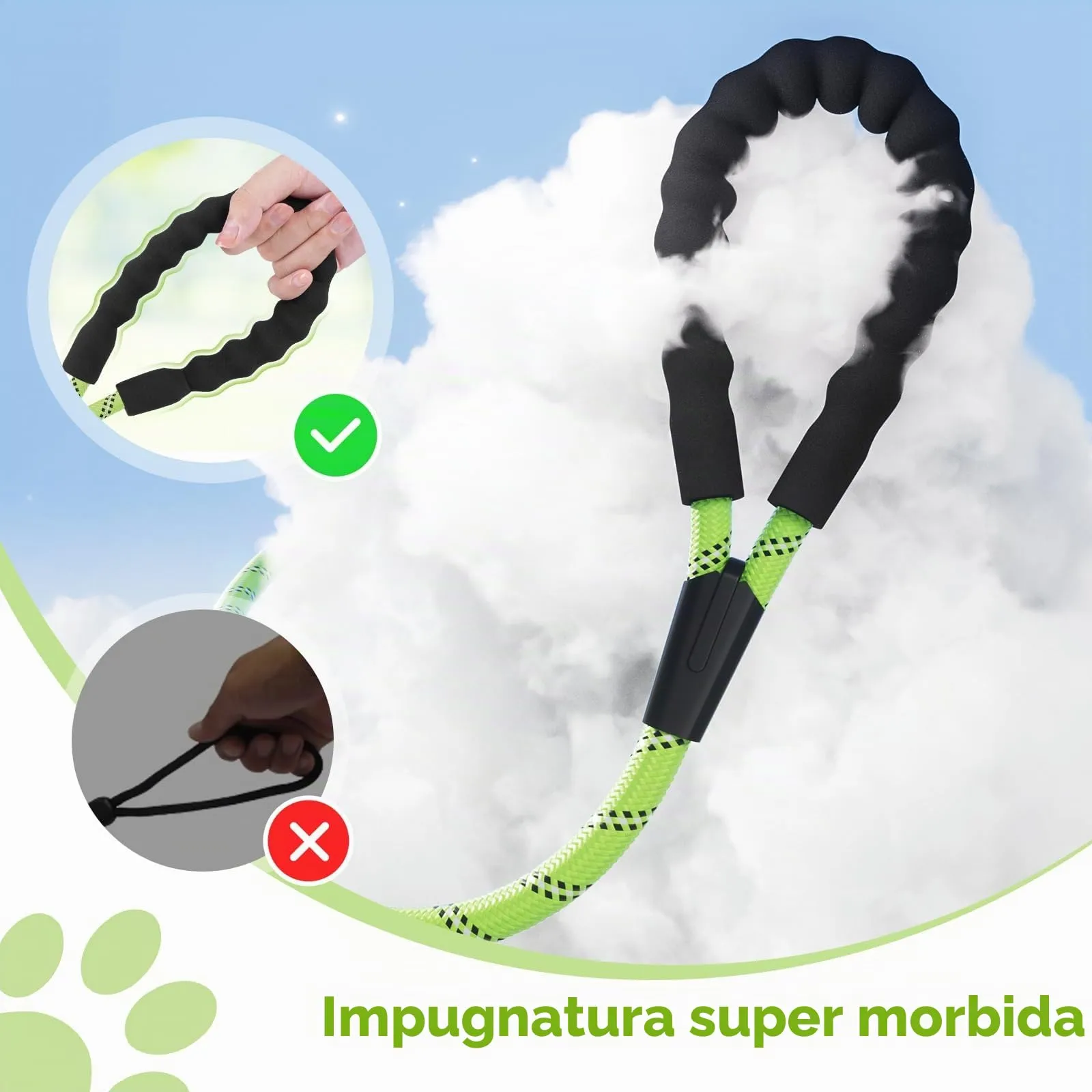 X XBEN Guinzaglio Addestramento per Cani, 5M x 8mm, Nylon, Verde - immagine 3