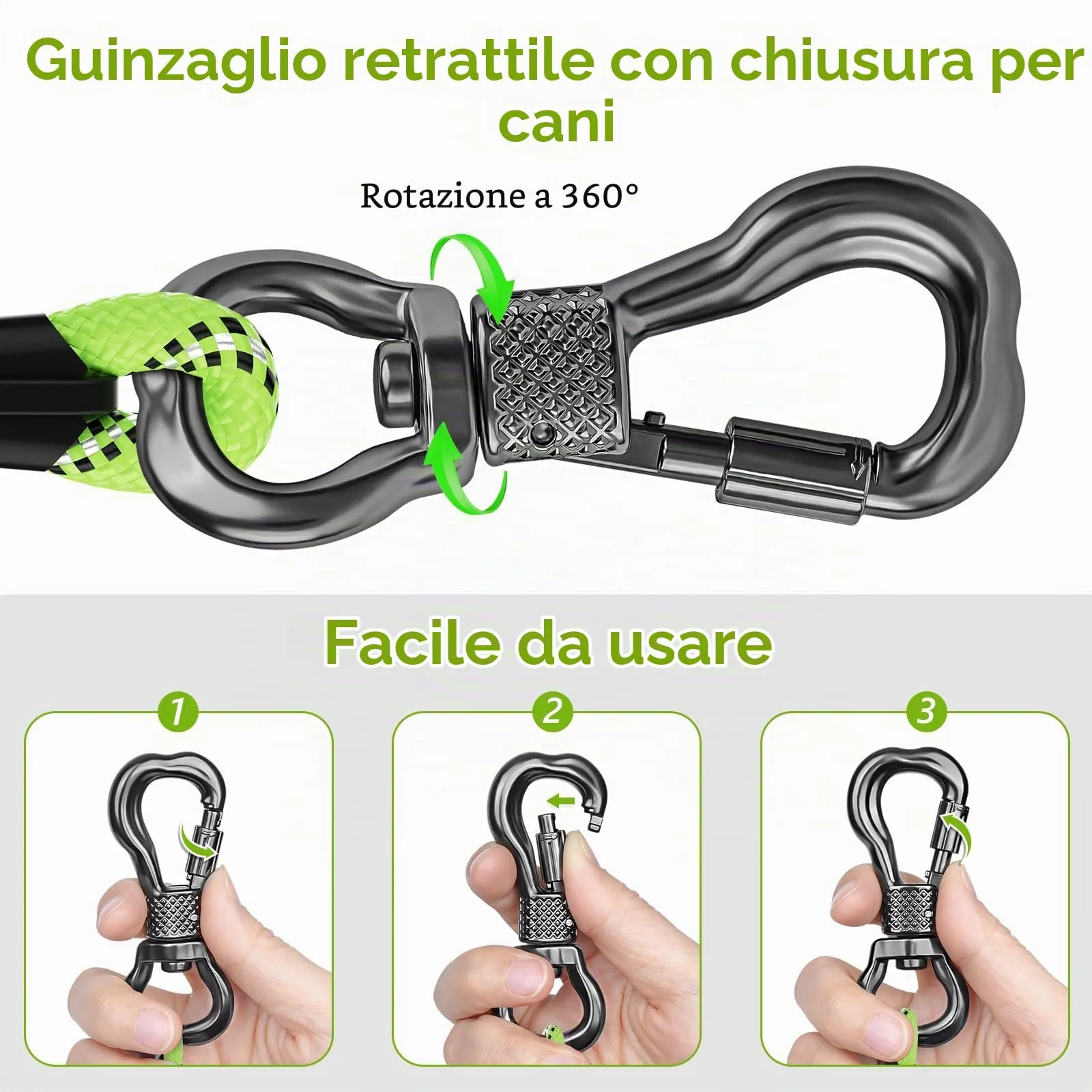 X XBEN Guinzaglio Addestramento per Cani, 25M x 8mm, Corda in Nylon con Maniglia Imbottita e Gancio di Sicurezza - immagine 2