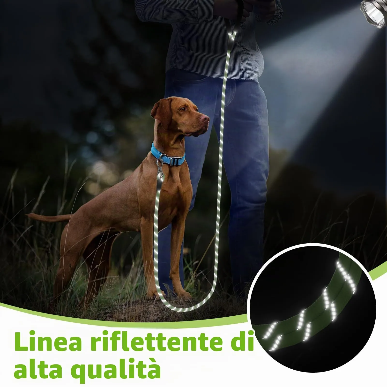 X XBEN Guinzaglio Addestramento per Cani, 10M, Nylon, Verde - immagine 6