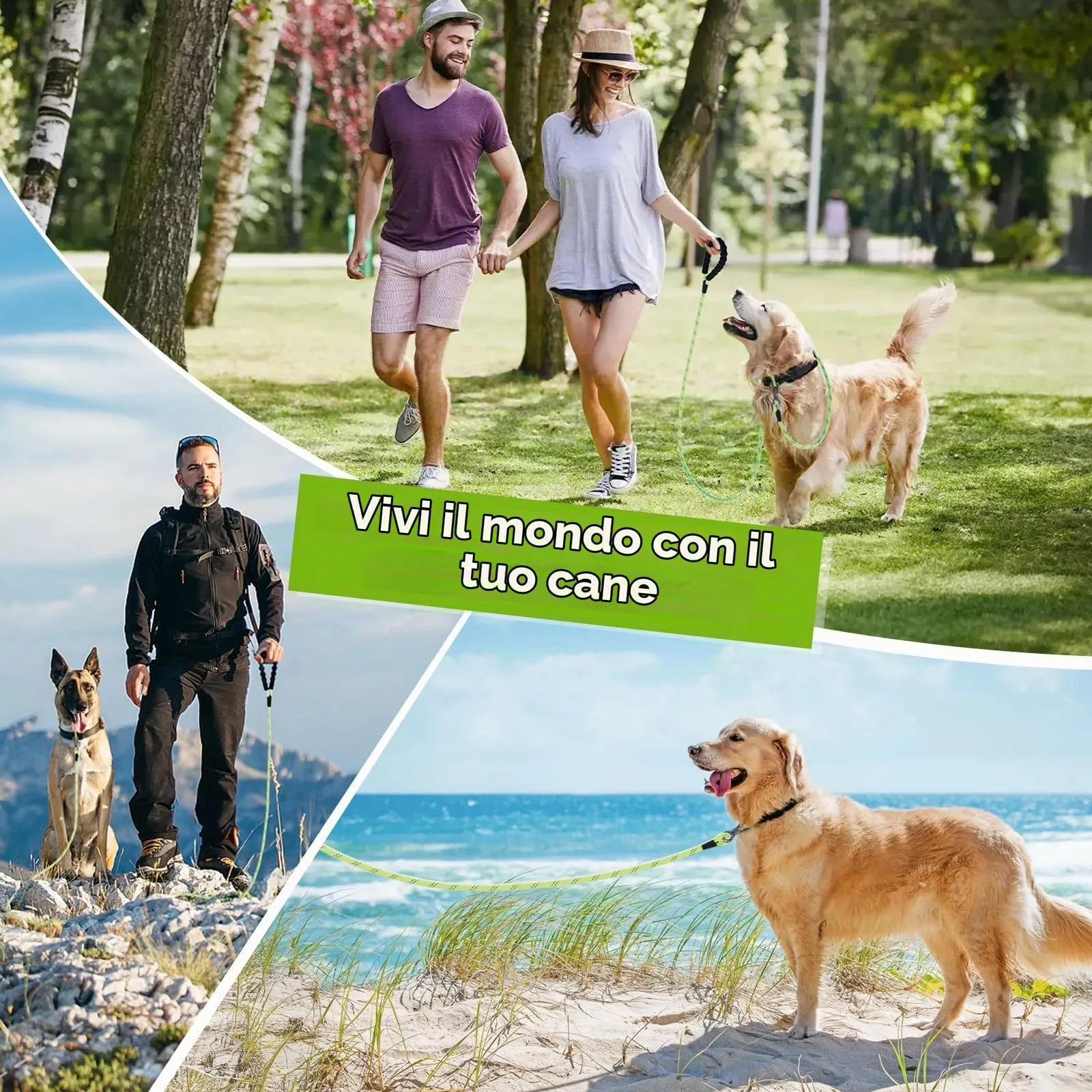 X XBEN Guinzaglio Addestramento per Cani, 10M, Nylon, Verde - immagine 7
