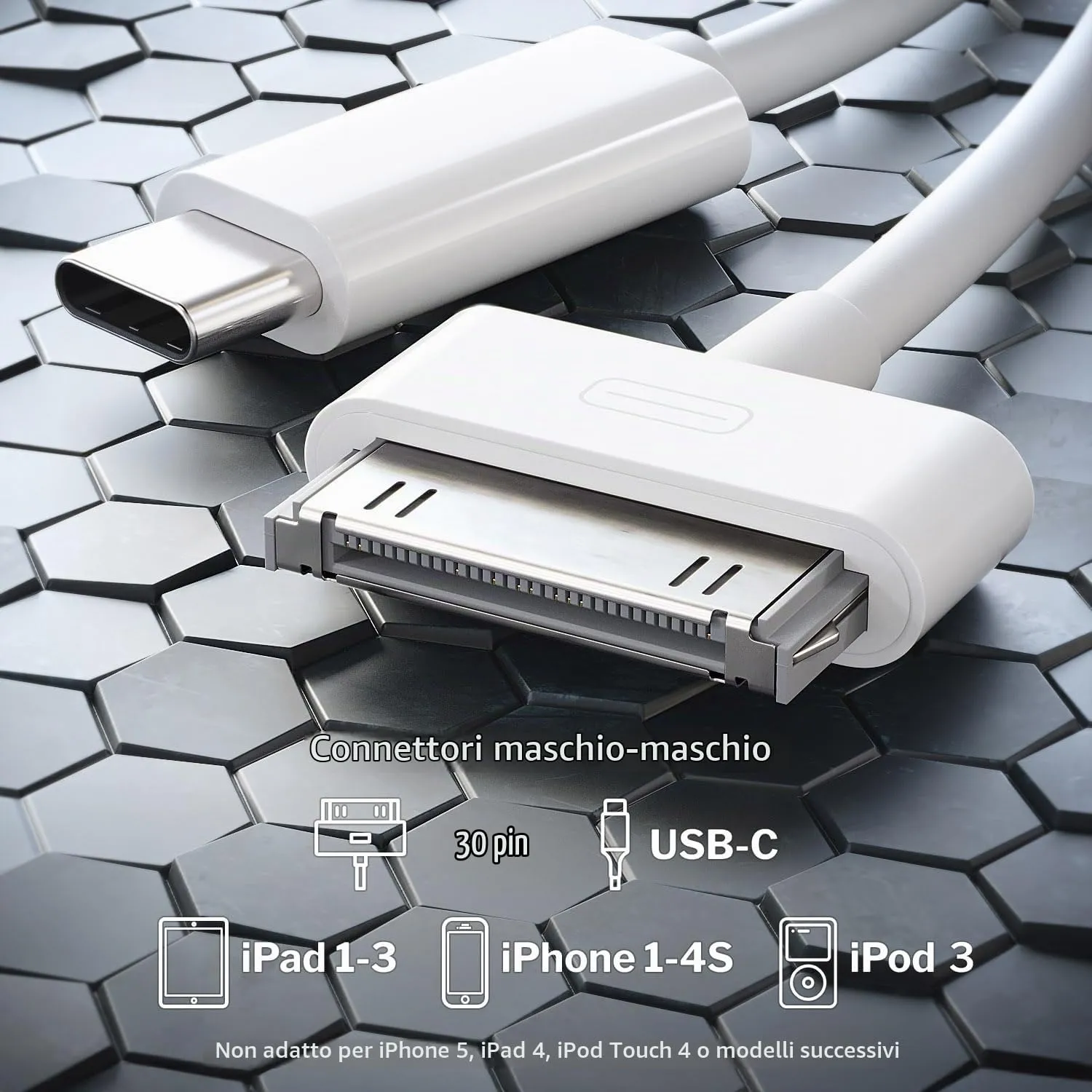 KabelDirekt Adattatore USB-C a 30 pin per iPhone, 1m - immagine 2