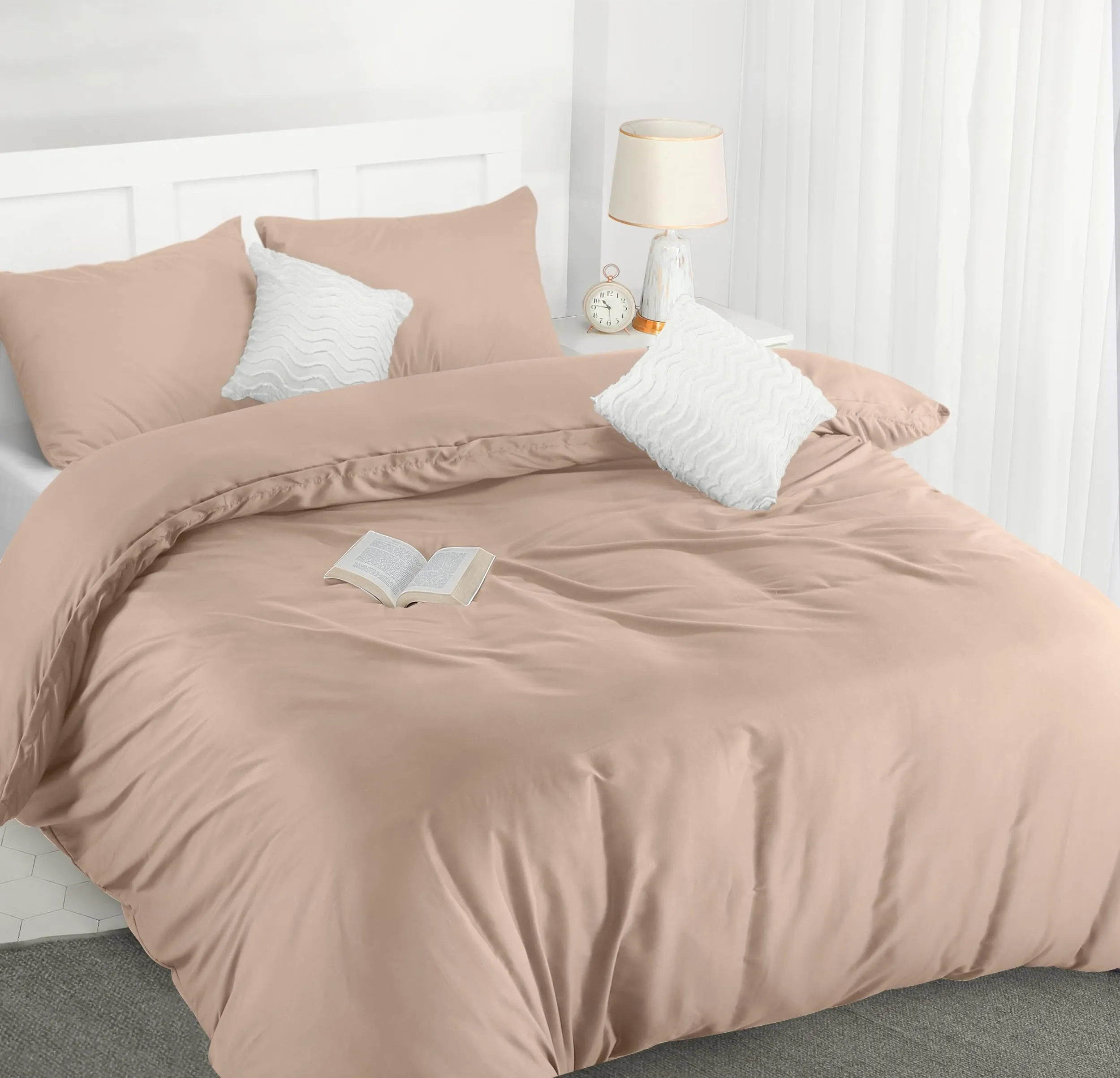 Utopia Bedding Copripiumino Matrimoniale 230x220 cm con 2 Federe 50x75 cm, Beige - immagine 6