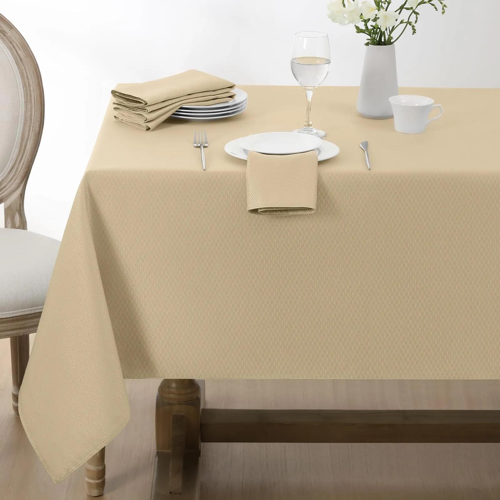 Softalker Tovaglia Rettangolare Jacquard, 152,4 x 213,4 cm, Beige - immagine 6