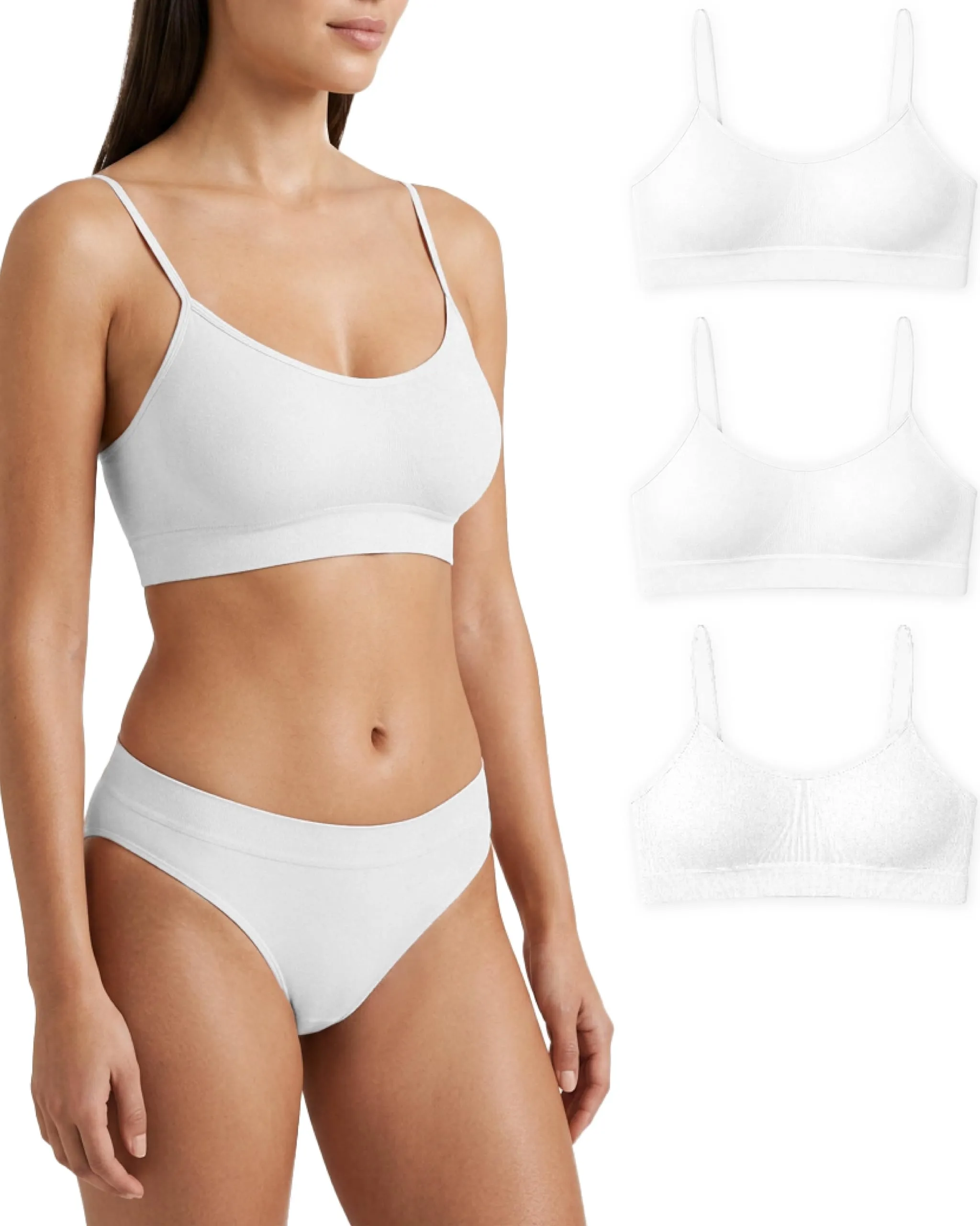 Risalti Reggiseno Senza Ferretto Spalla Stretta, 3 pz - Bralette Senza Cuciture in Microfibra, Made in Italy - immagine 1