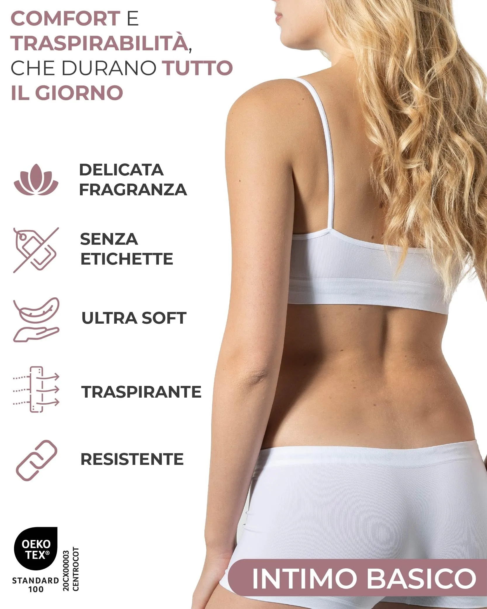 Risalti Reggiseno Senza Ferretto Spalla Stretta, Bralette Seamless in Microfibra, 3 pz - immagine 3