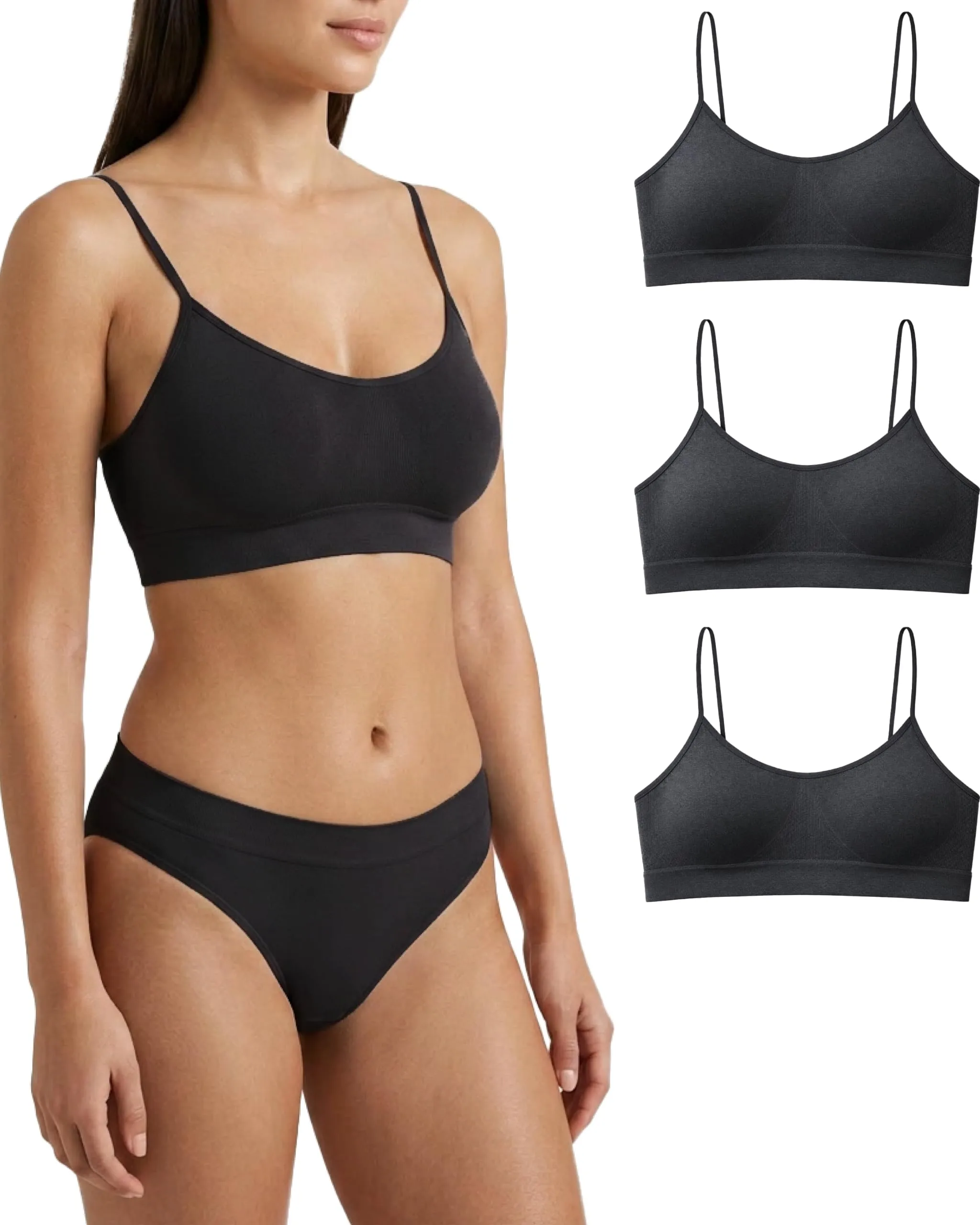 Risalti Reggiseno Senza Ferretto Spalla Stretta Seamless in Microfibra, 3 pz - immagine 1