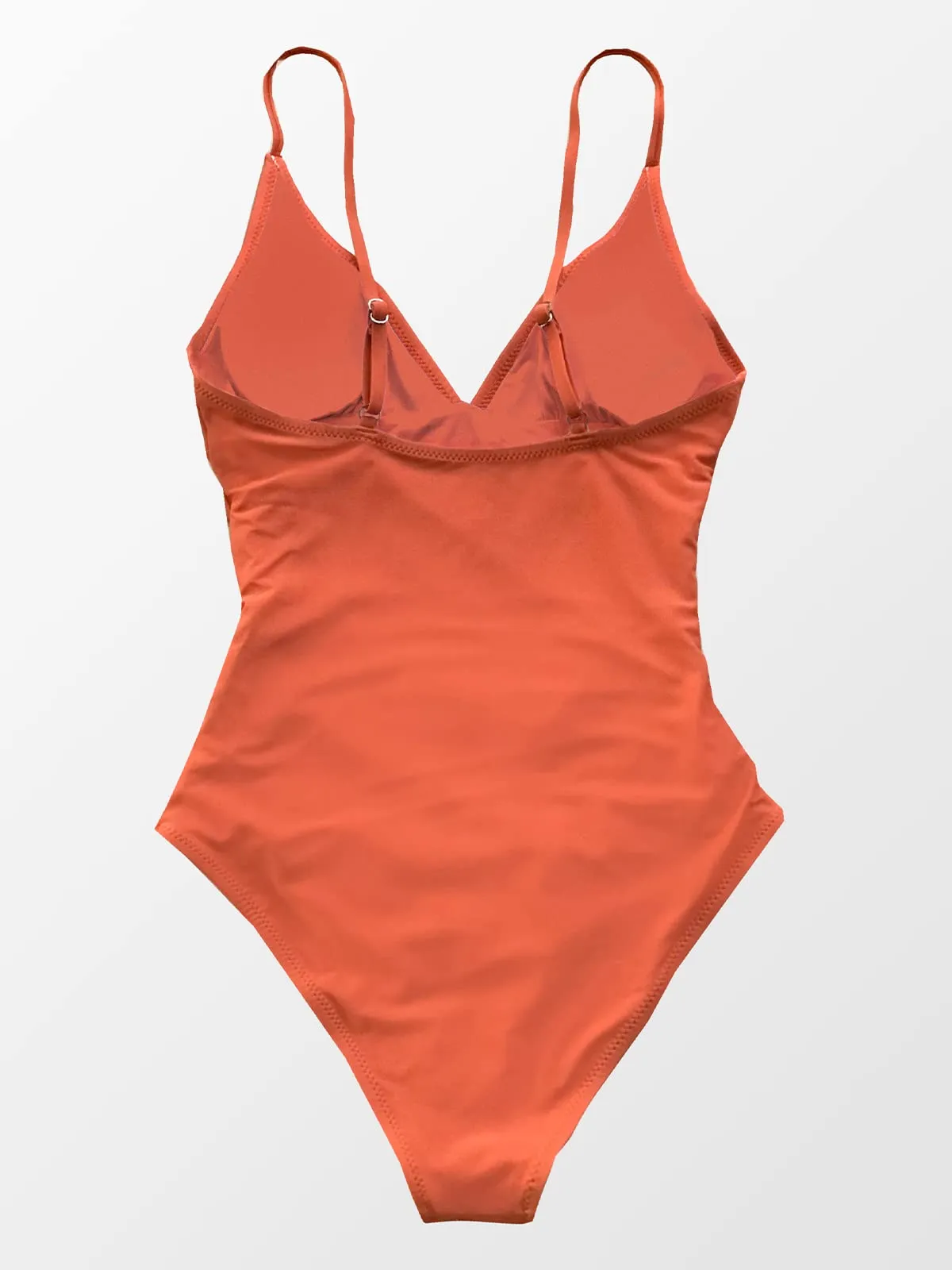 CUPSHE Costume da Bagno da Donna Scollo a V Arricciatura, Arancione, XS - immagine 5