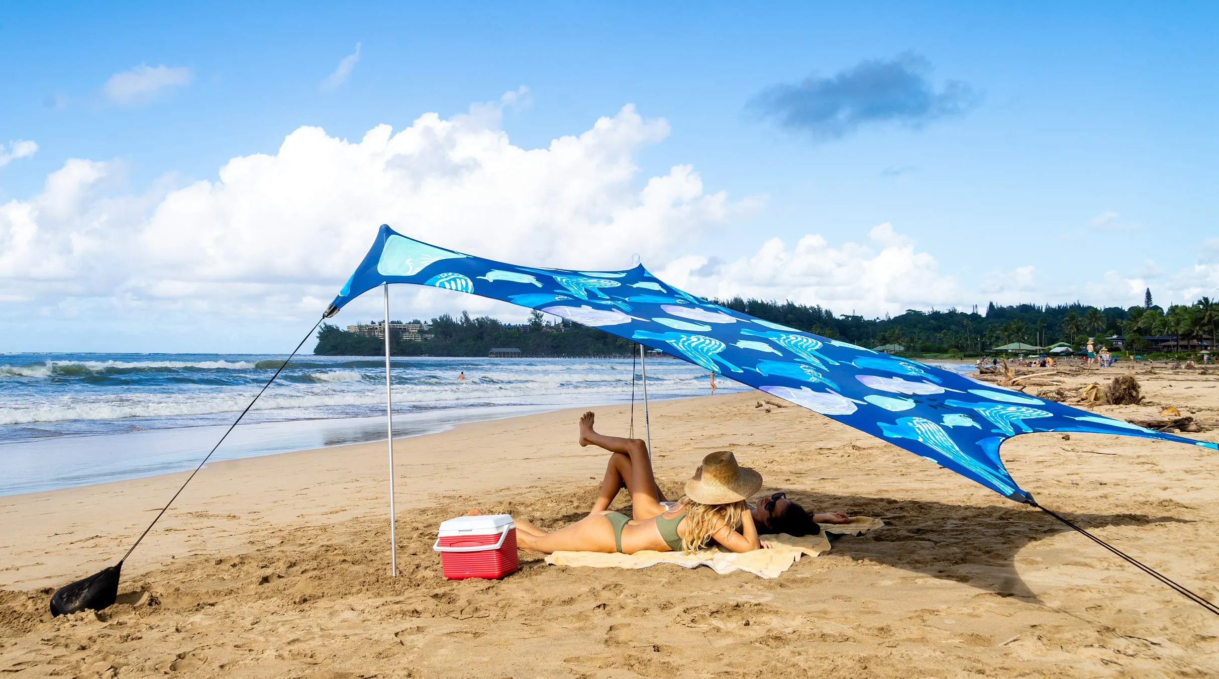 Neso Tenda da spiaggia con ancoraggio a sabbia, parasole portatile 2.1m x 2.1m, Colore Salva le balene - immagine 6